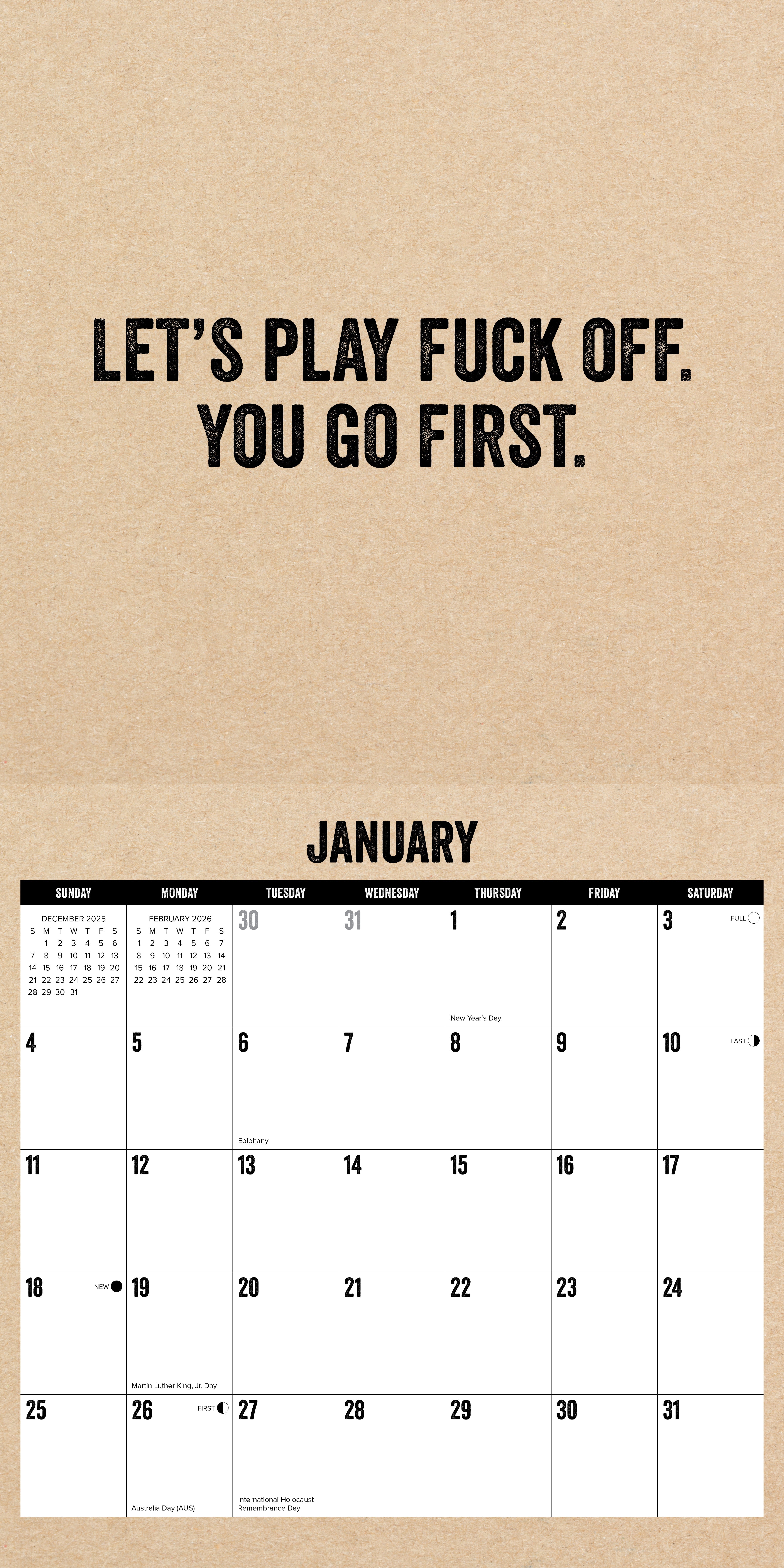 2026 F*CK IT - Square Wall Calendar