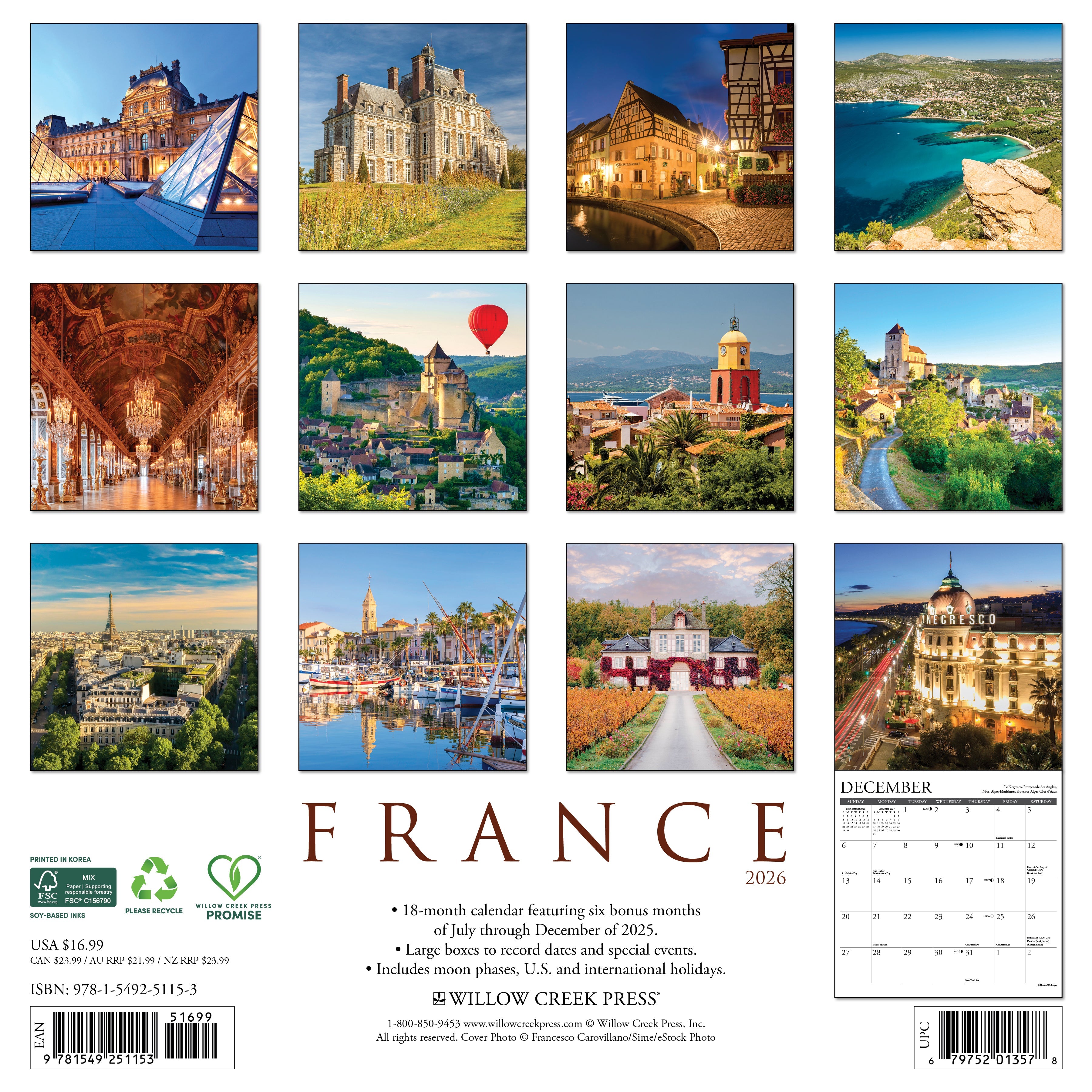2026 France - Square Wall Calendar