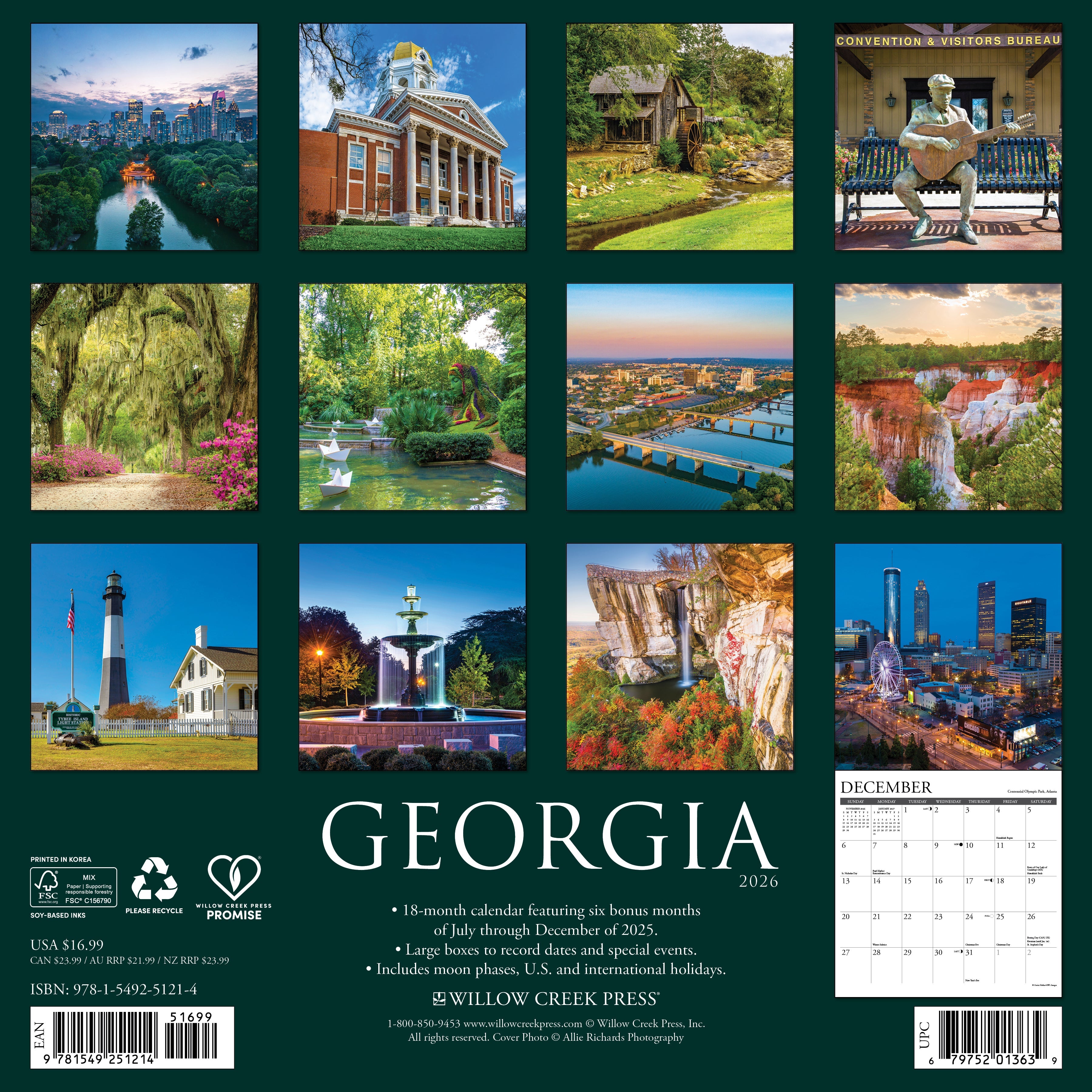 2026 Georgia - Square Wall Calendar