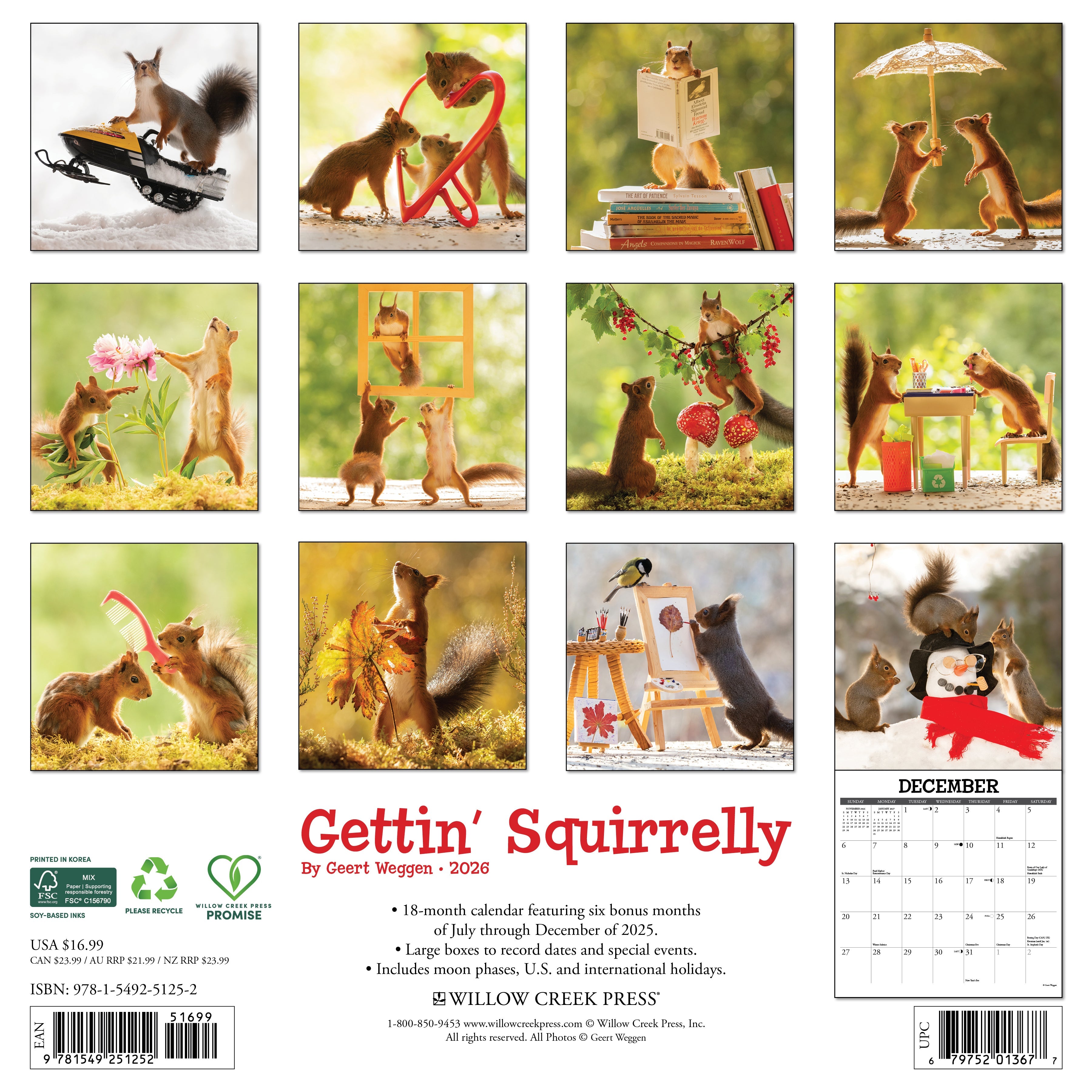 2026 Gettin' Squirrelly - Square Wall Calendar