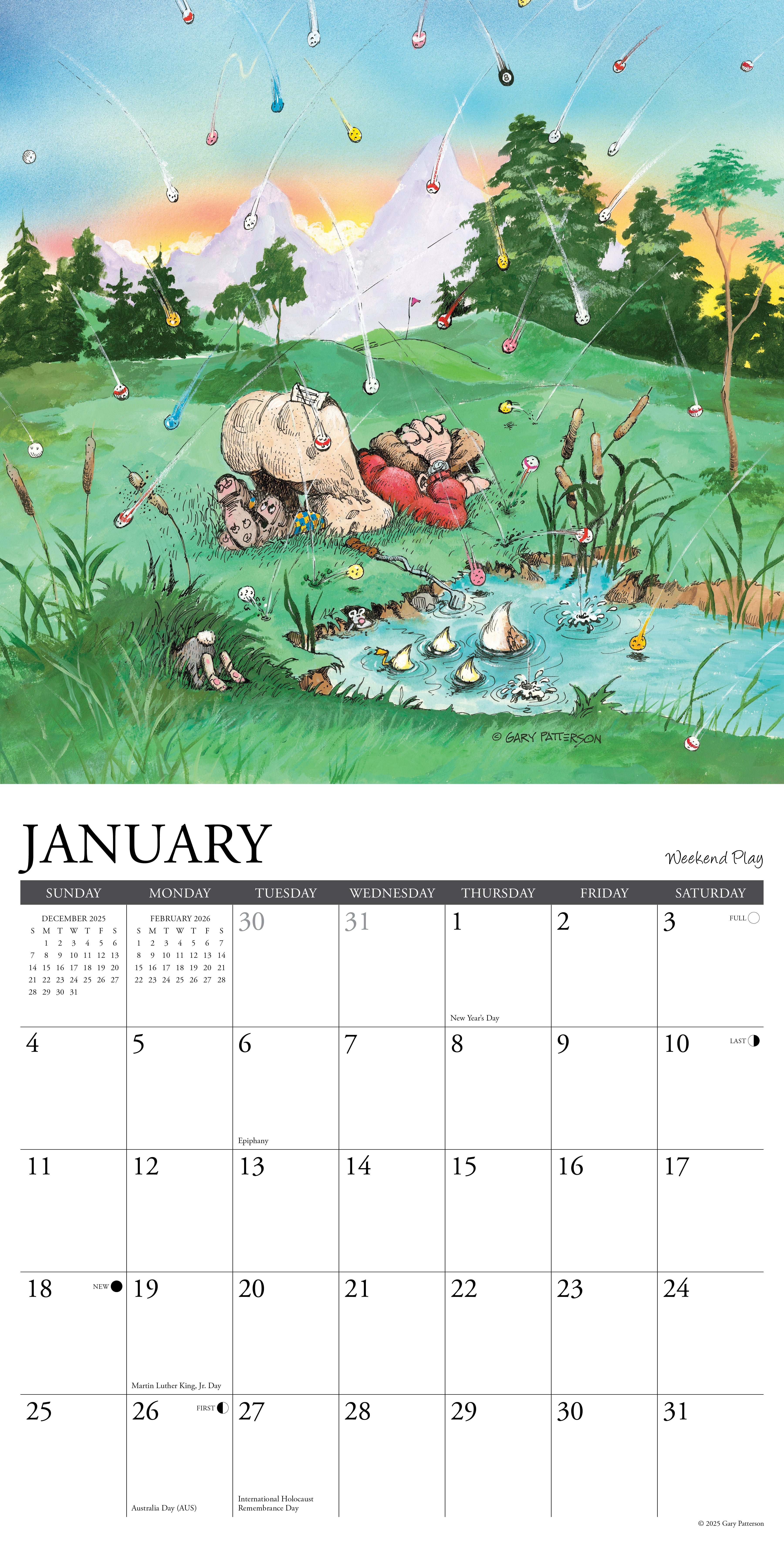 2026 Golf Crazy by Gary Patterson - Square Wall Calendar