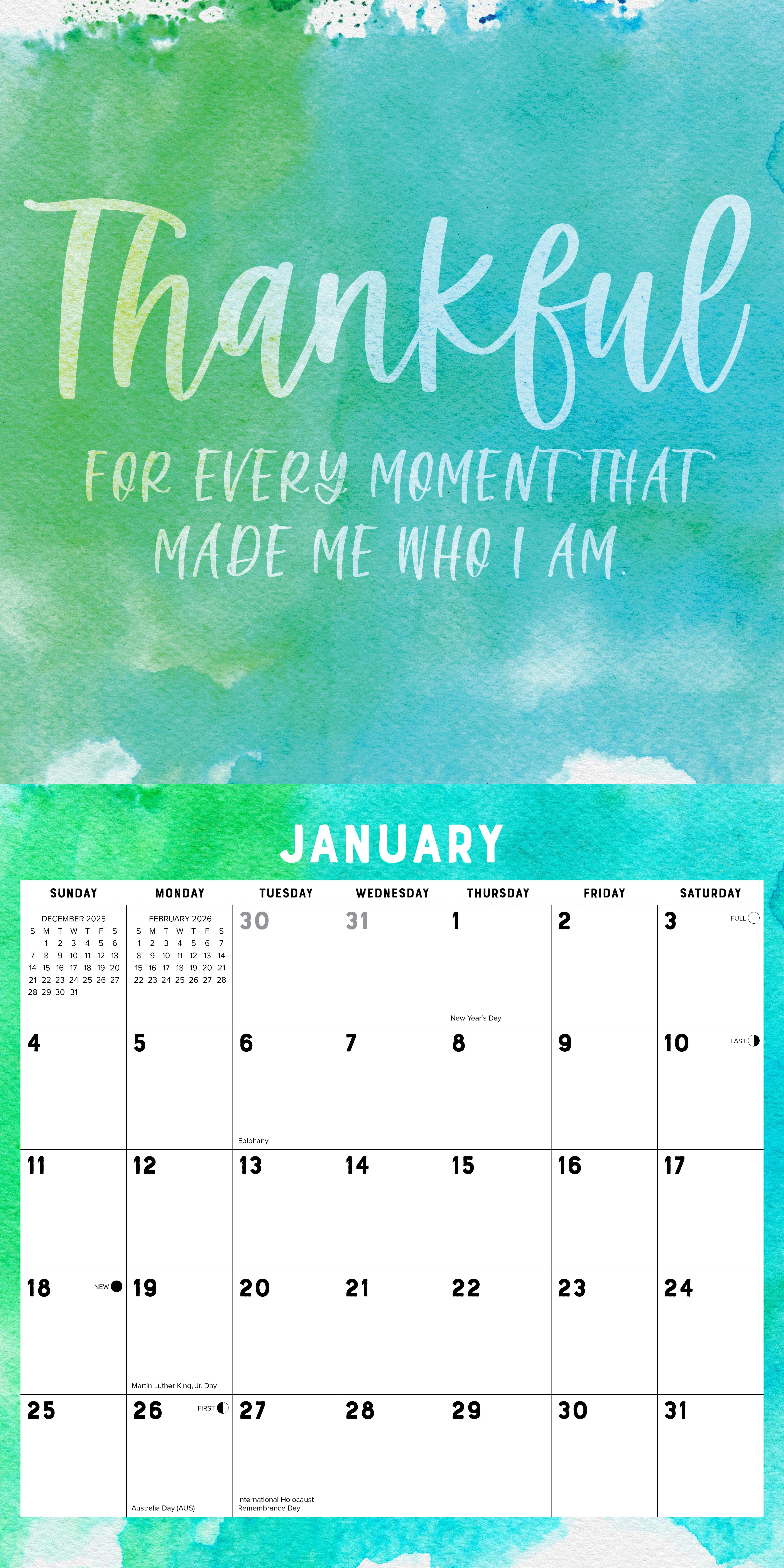2026 Grateful, Thankful, Blessed - Square Wall Calendar