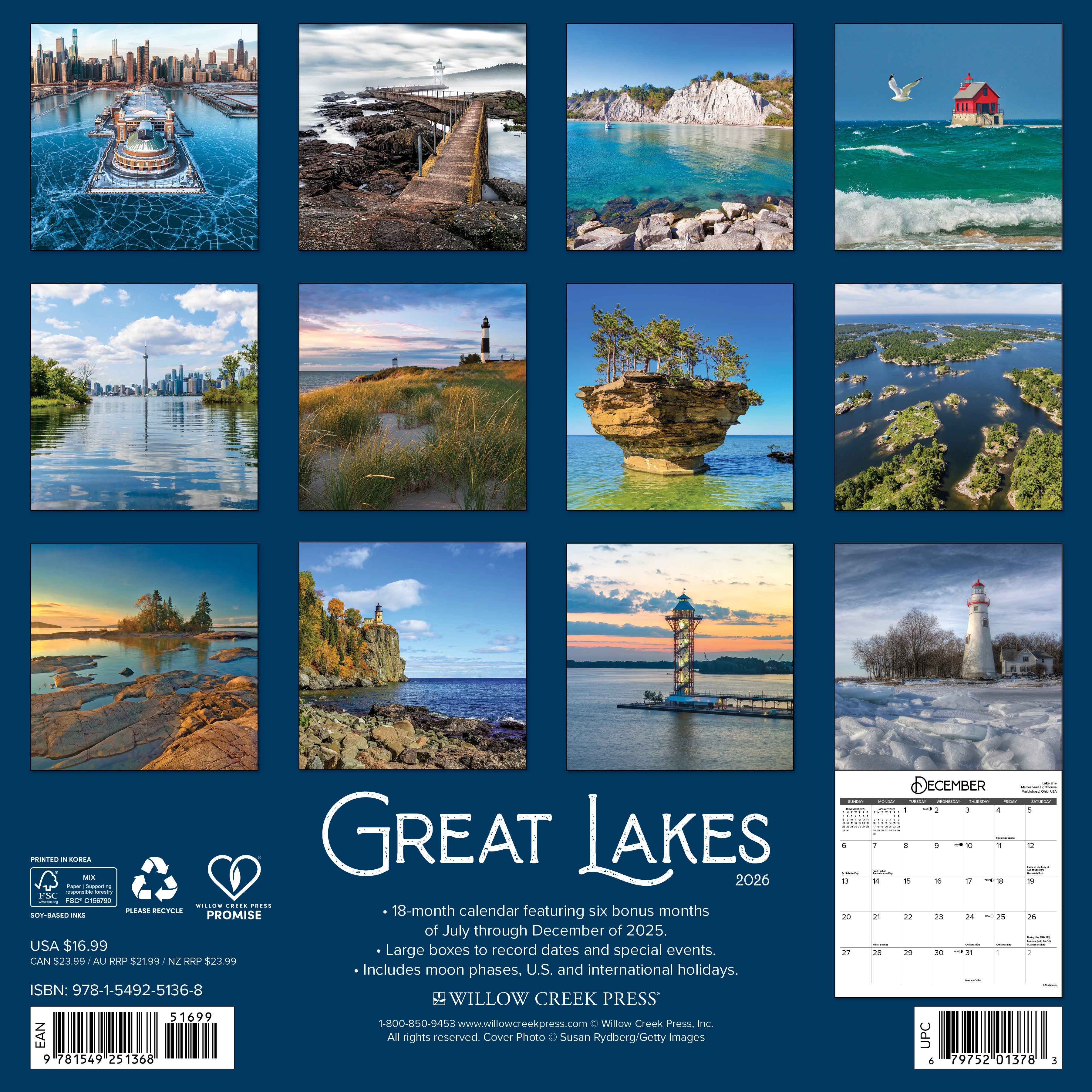2026 Great Lakes - Square Wall Calendar
