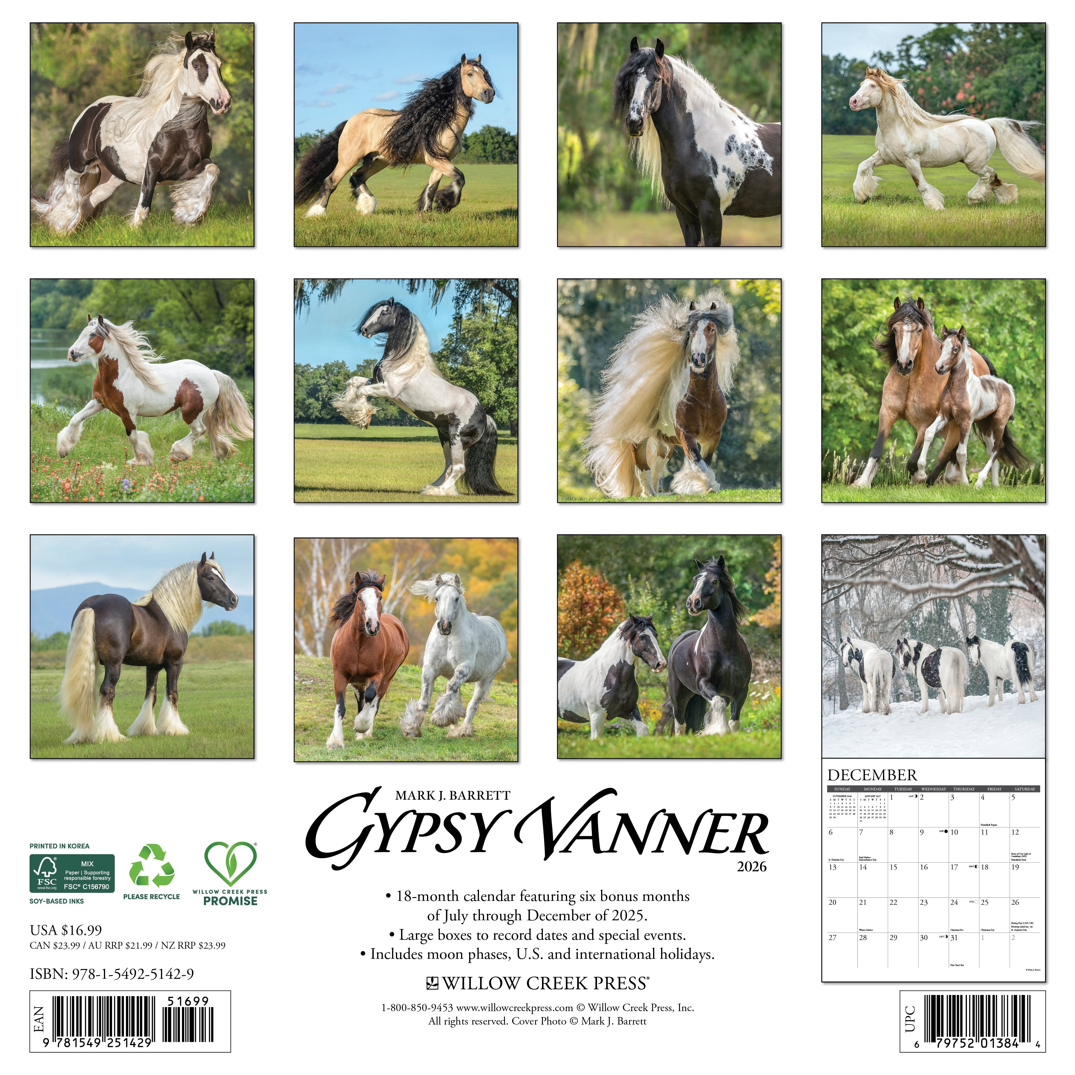 2026 Gypsy Vanner - Square Wall Calendar