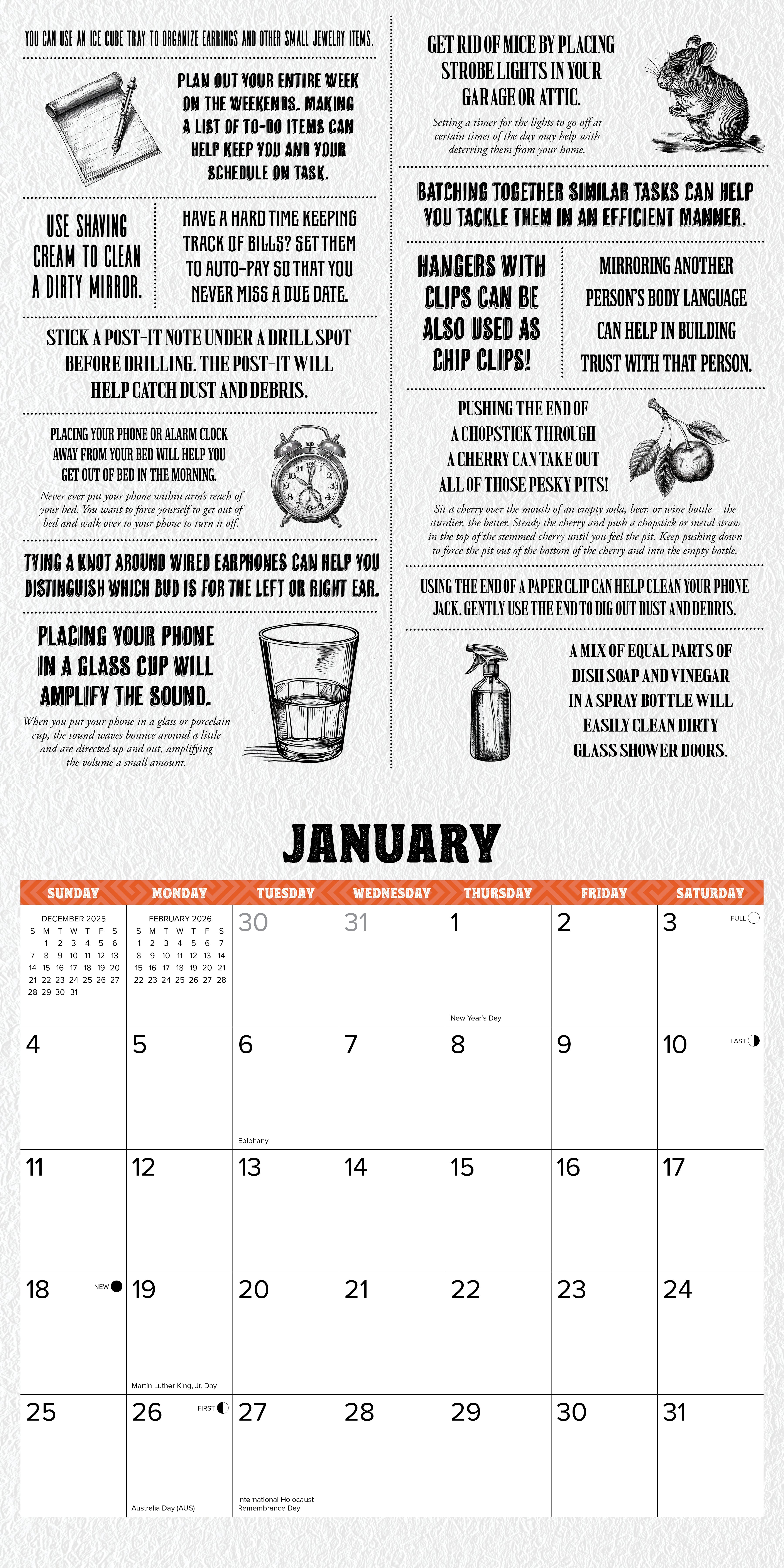 2026 Hacks of Life - Square Wall Calendar