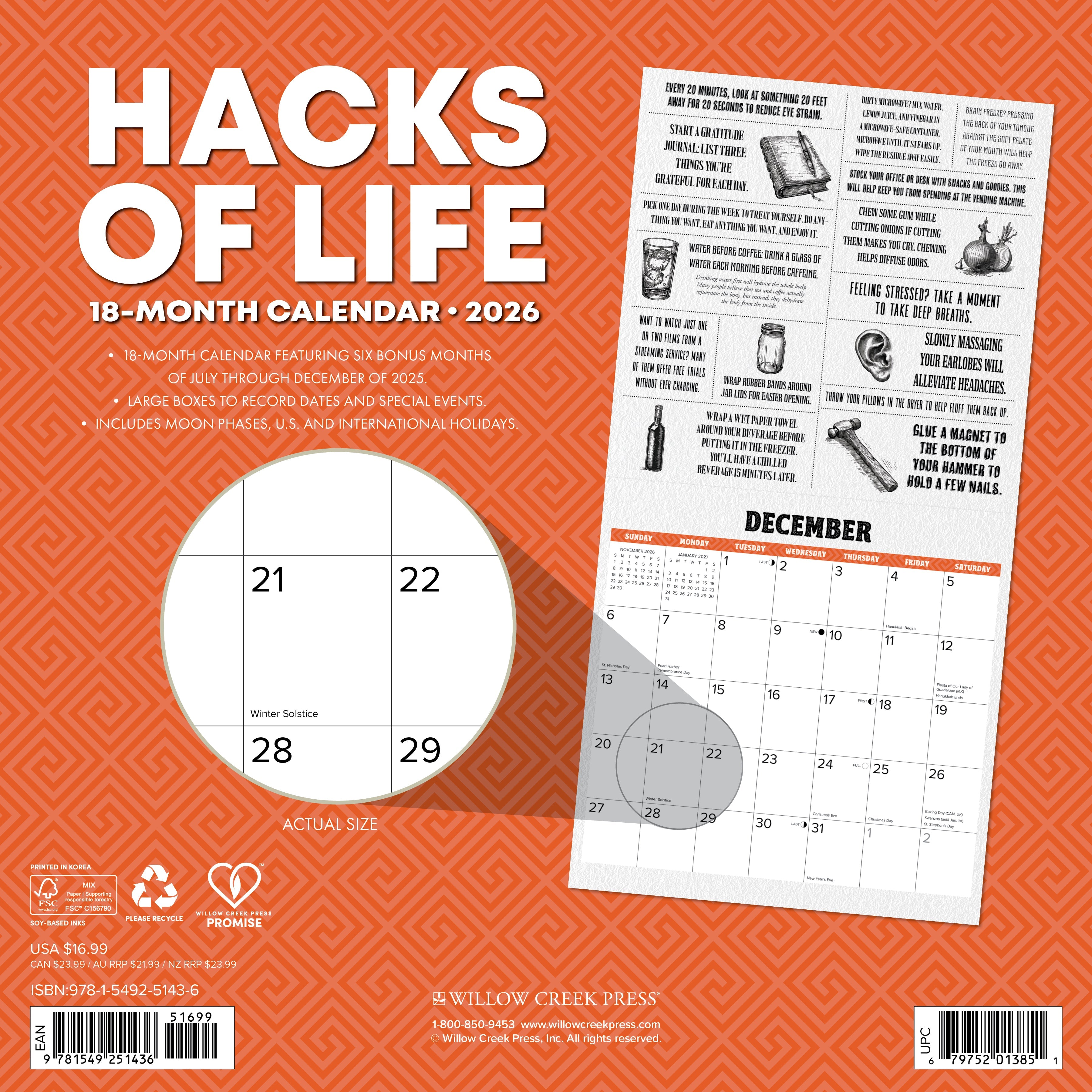 2026 Hacks of Life - Square Wall Calendar