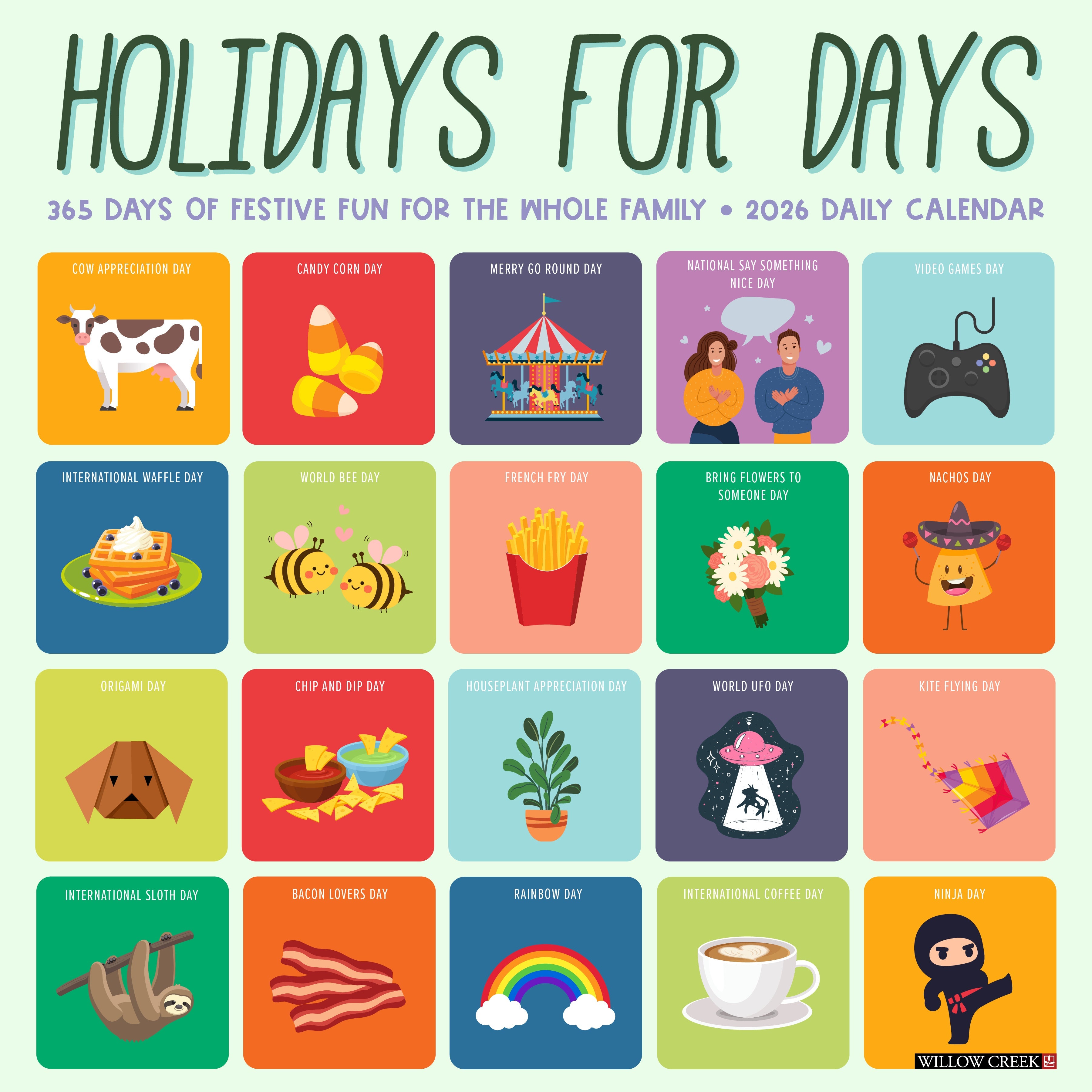 2026 Holidays for Days - Square Wall Calendar