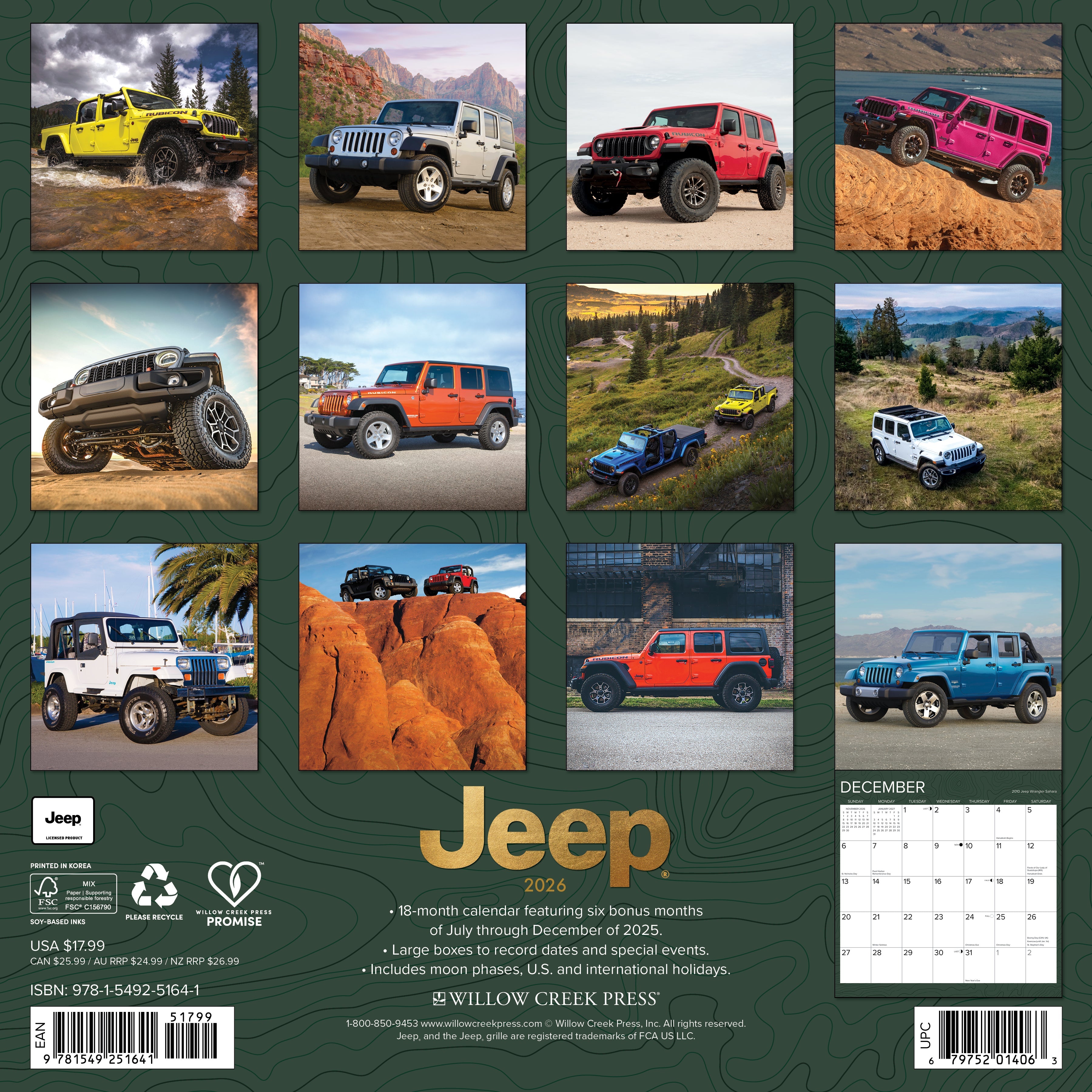2026 Jeep - Square Wall Calendar