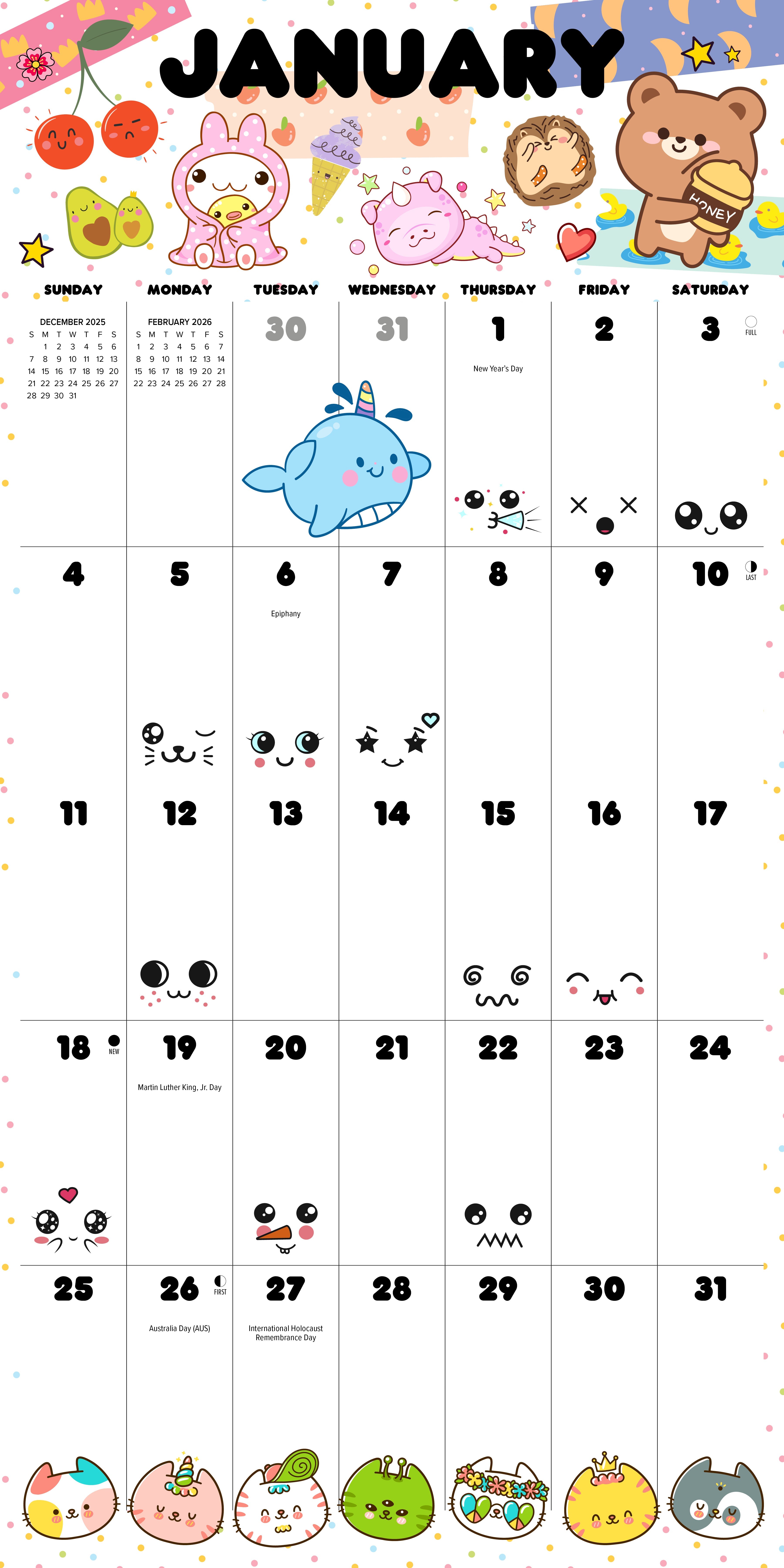 2026 Kawaii - Square Wall Calendar