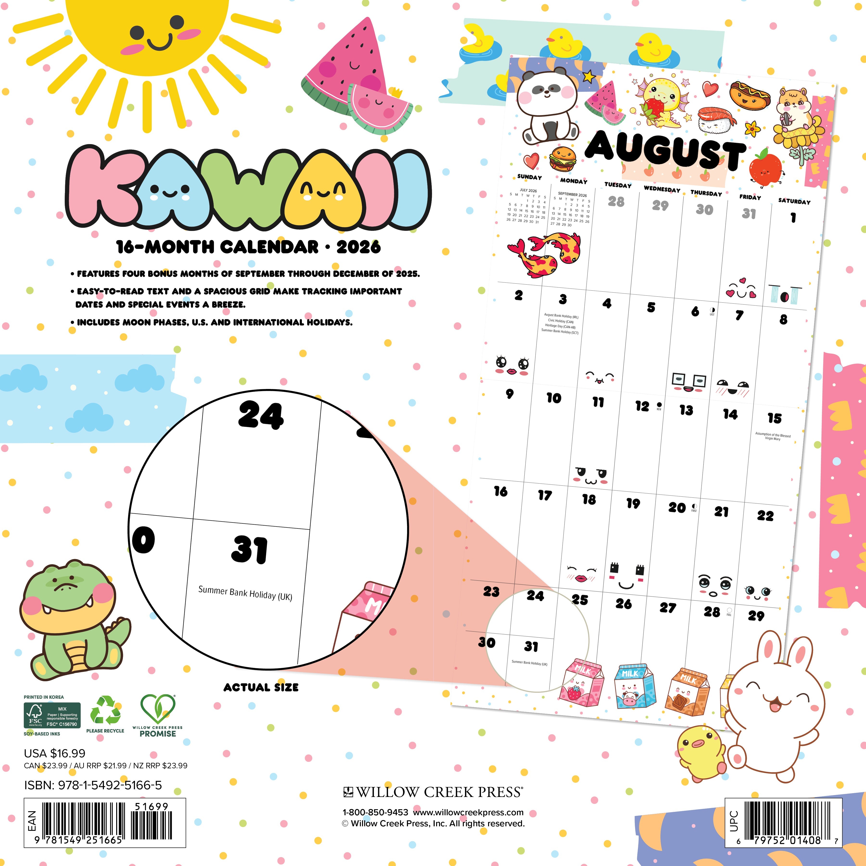 2026 Kawaii - Square Wall Calendar