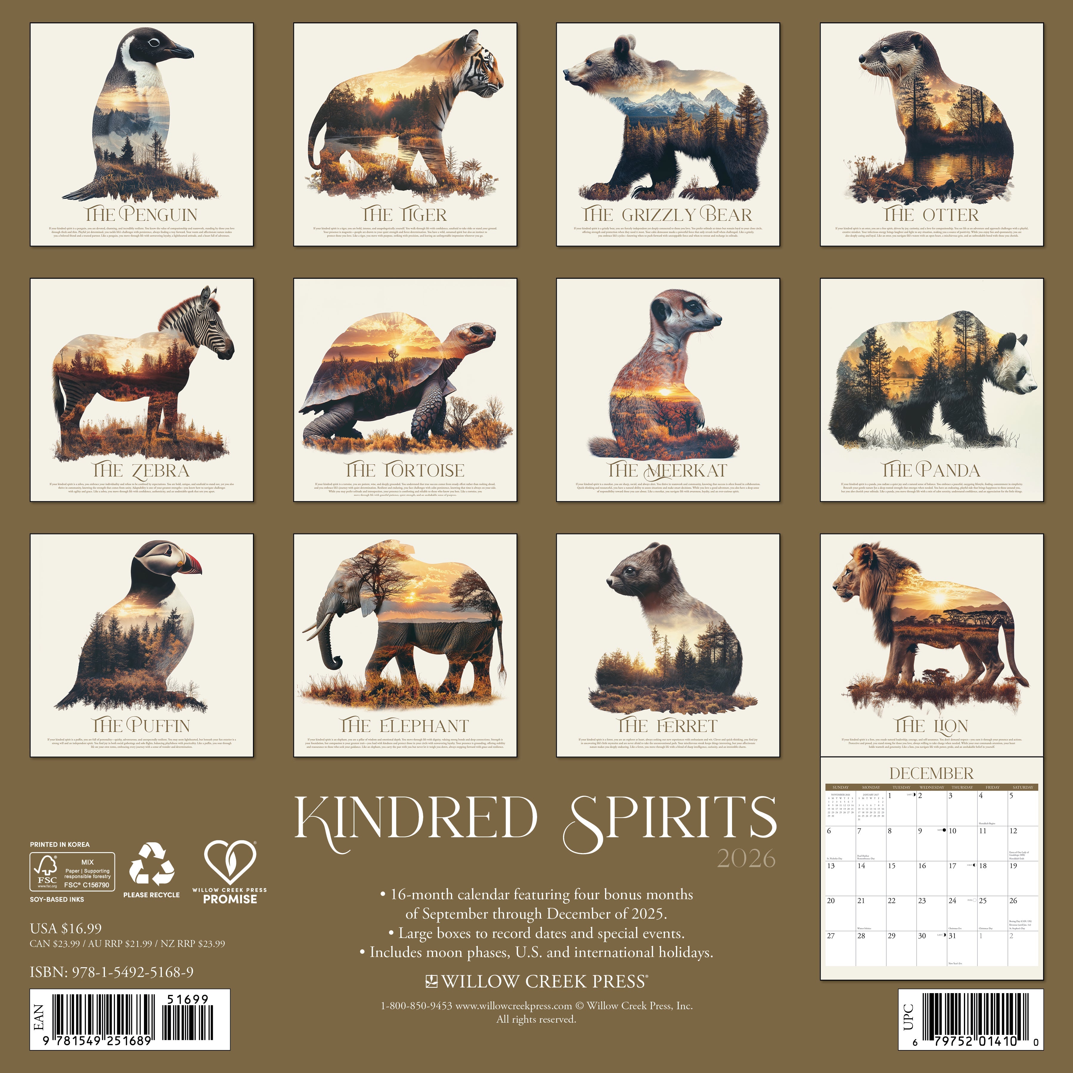 2026 Kindred Spirits - Square Wall Calendar