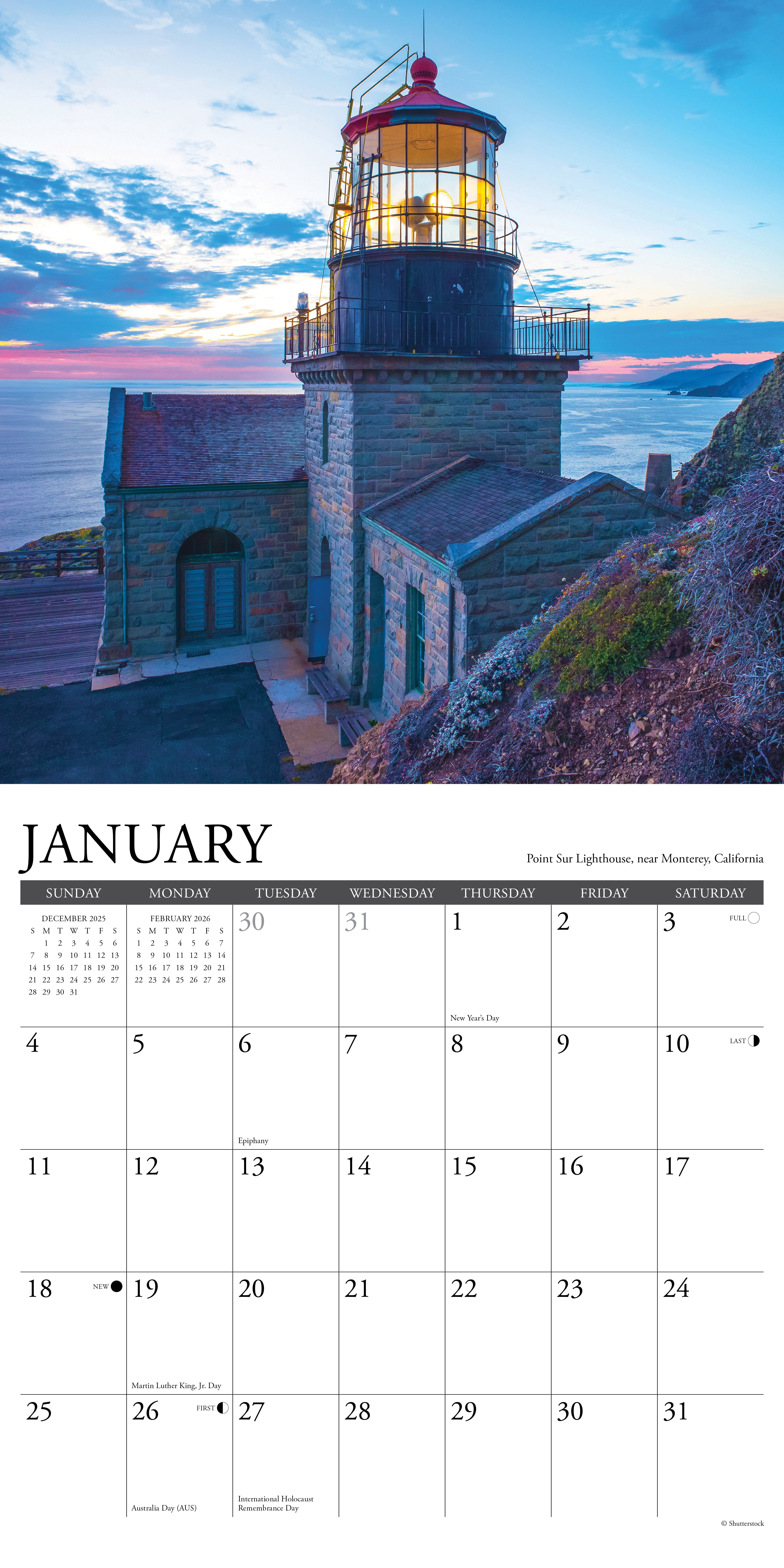 2026 Lighthouses - Square Wall Calendar