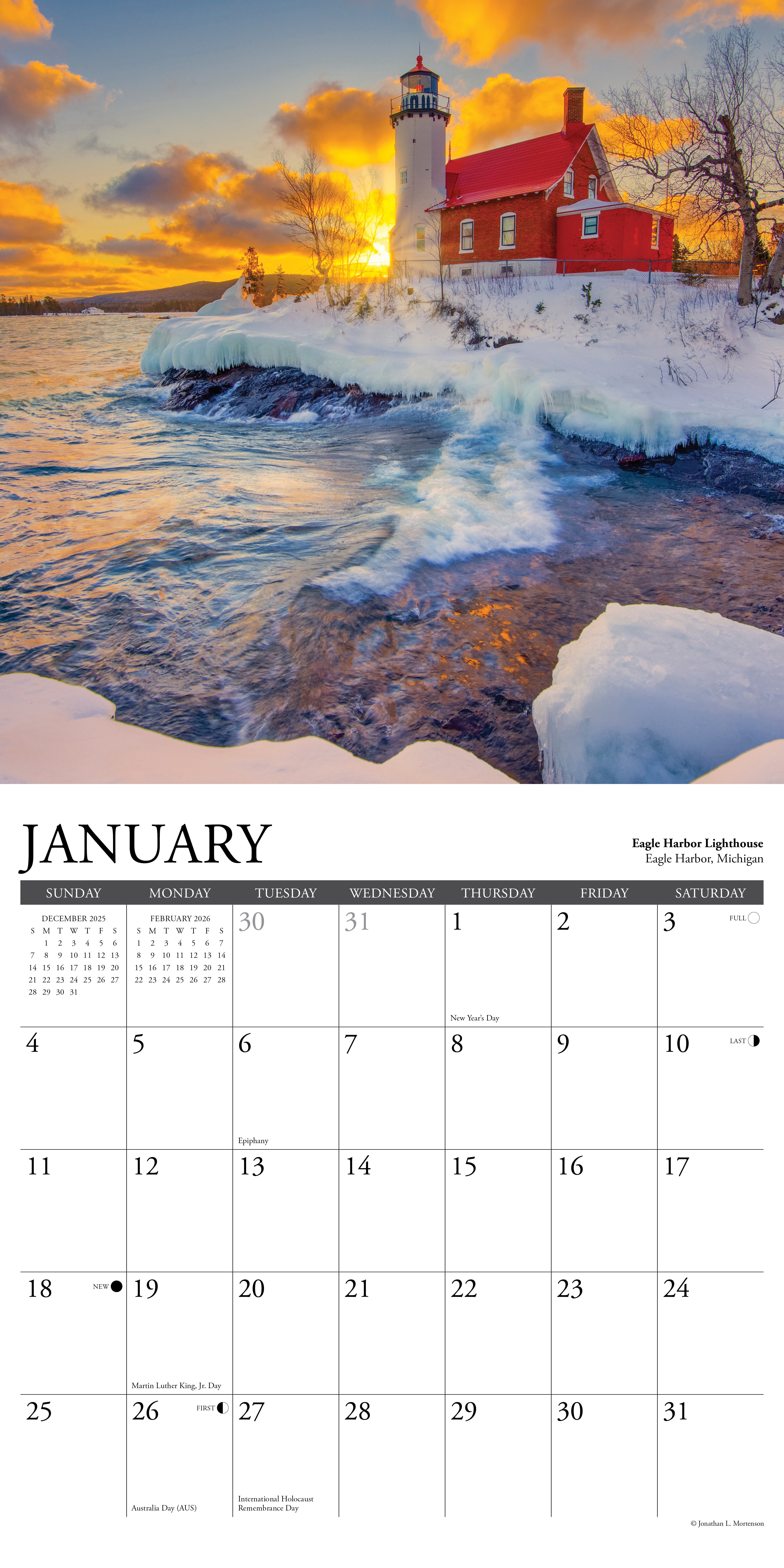 2026 Lighthouses of the Great Lakes - Square Wall Calendar