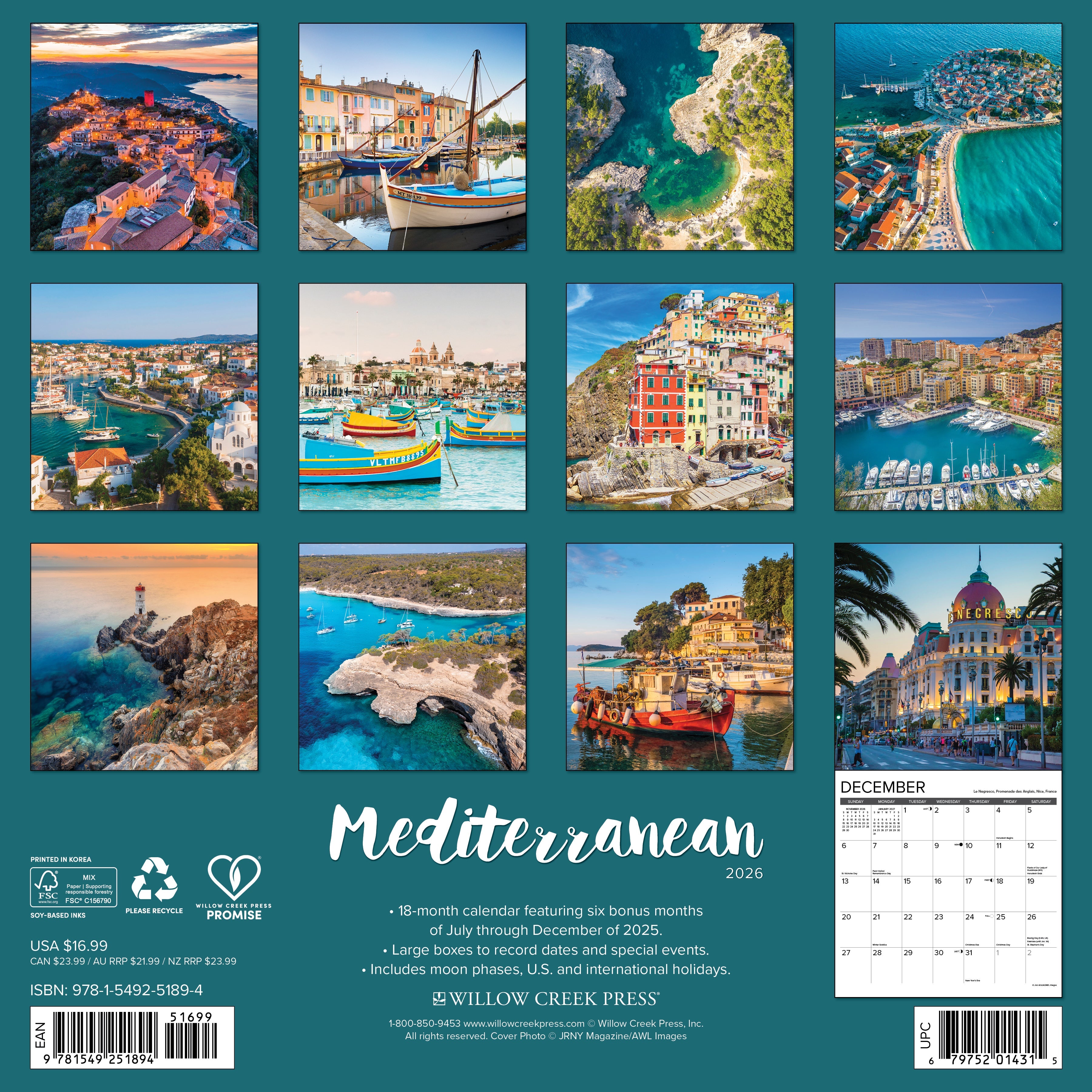 2026 Mediterranean - Square Wall Calendar