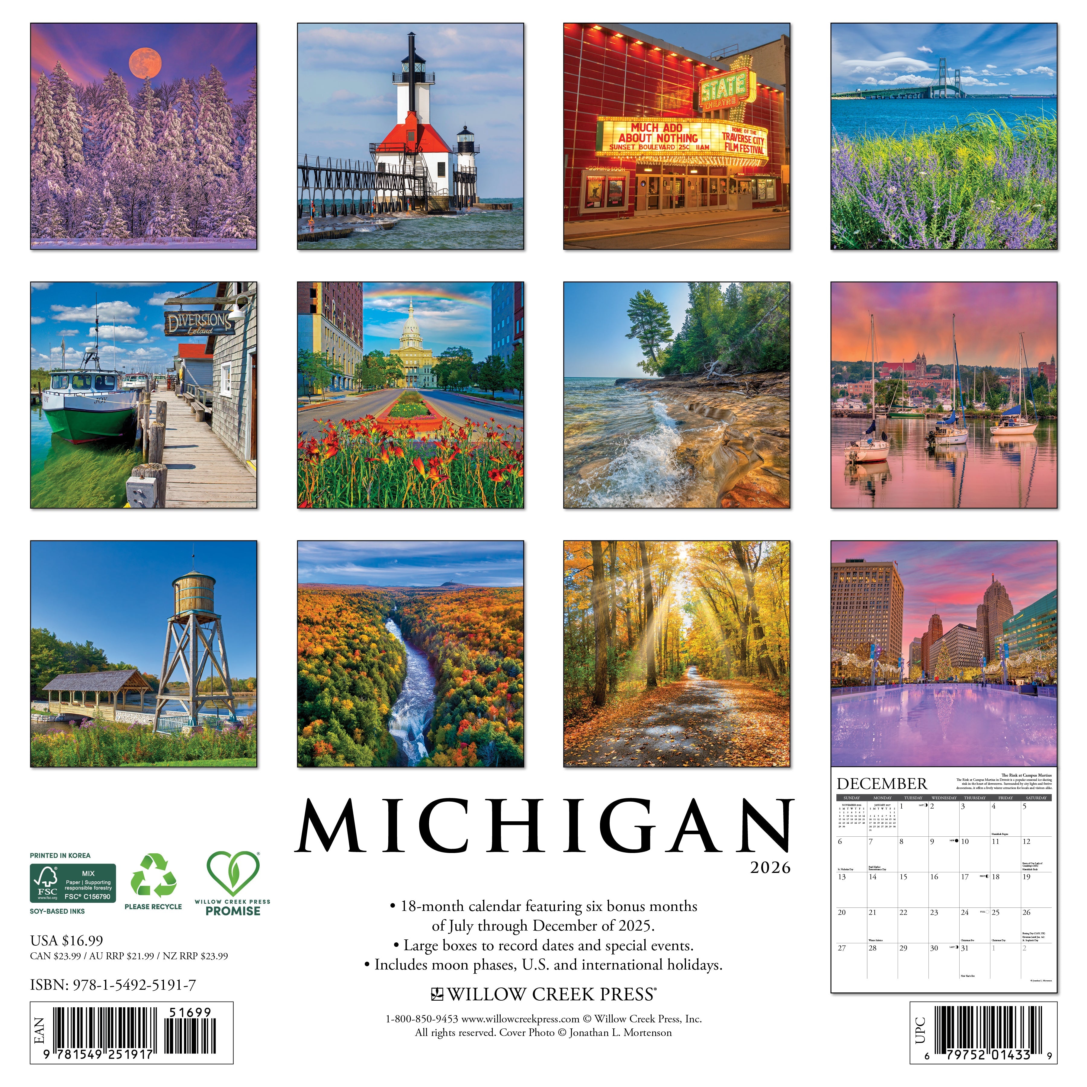 2026 Michigan - Square Wall Calendar