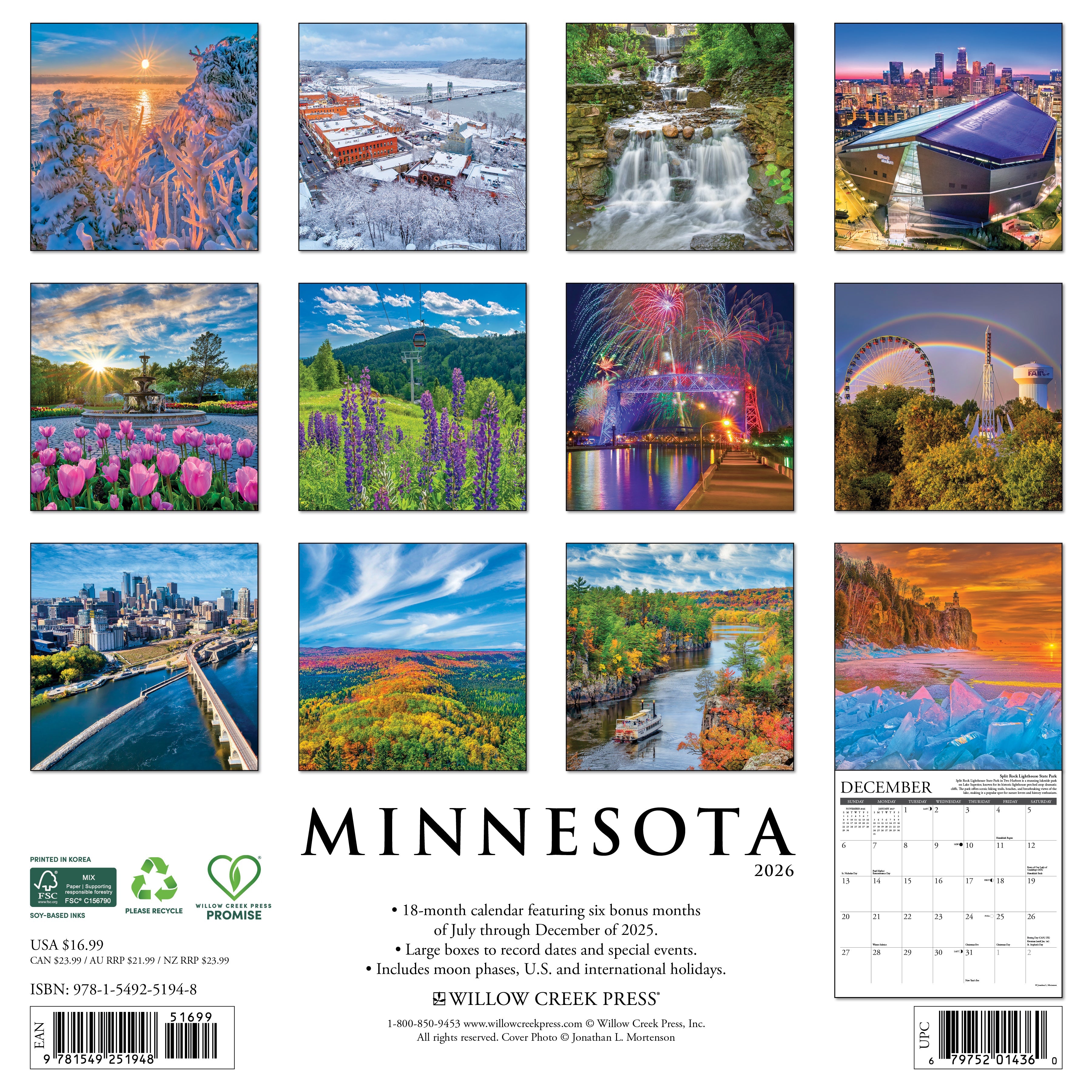 2026 Minnesota - Square Wall Calendar