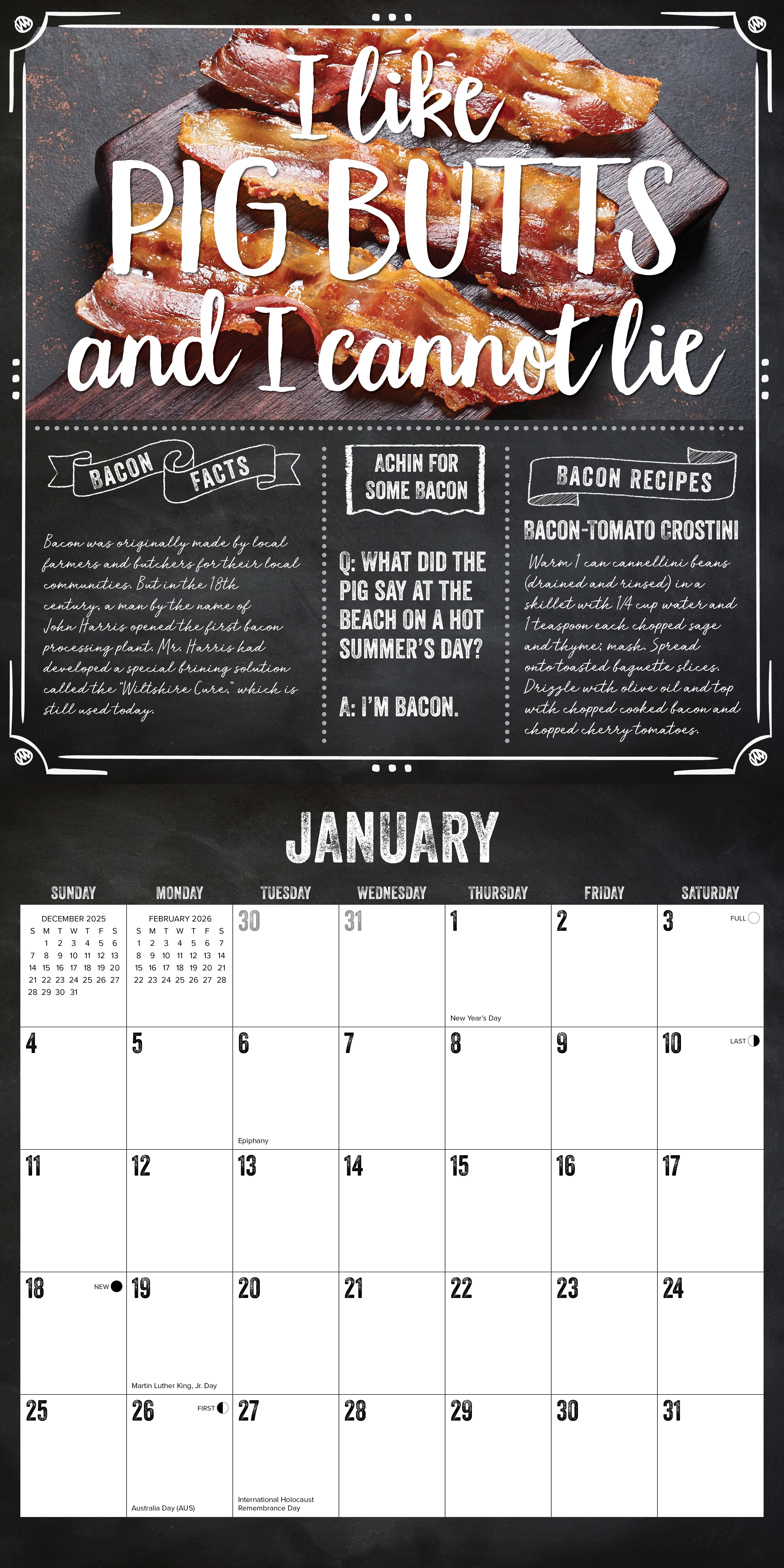 2026 MMMMMMMM… Bacon - Square Wall Calendar