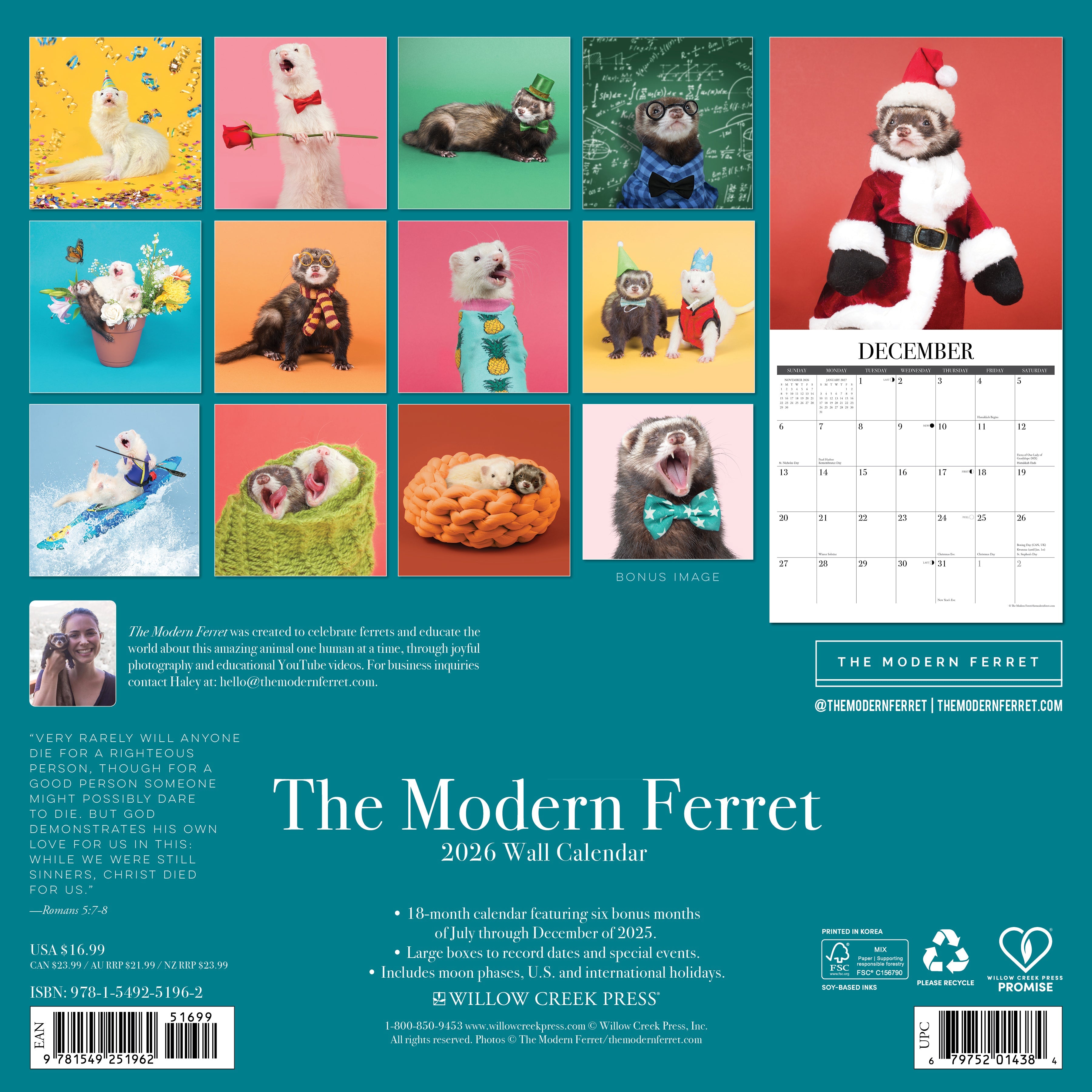 2026 The Modern Ferret - Square Wall Calendar
