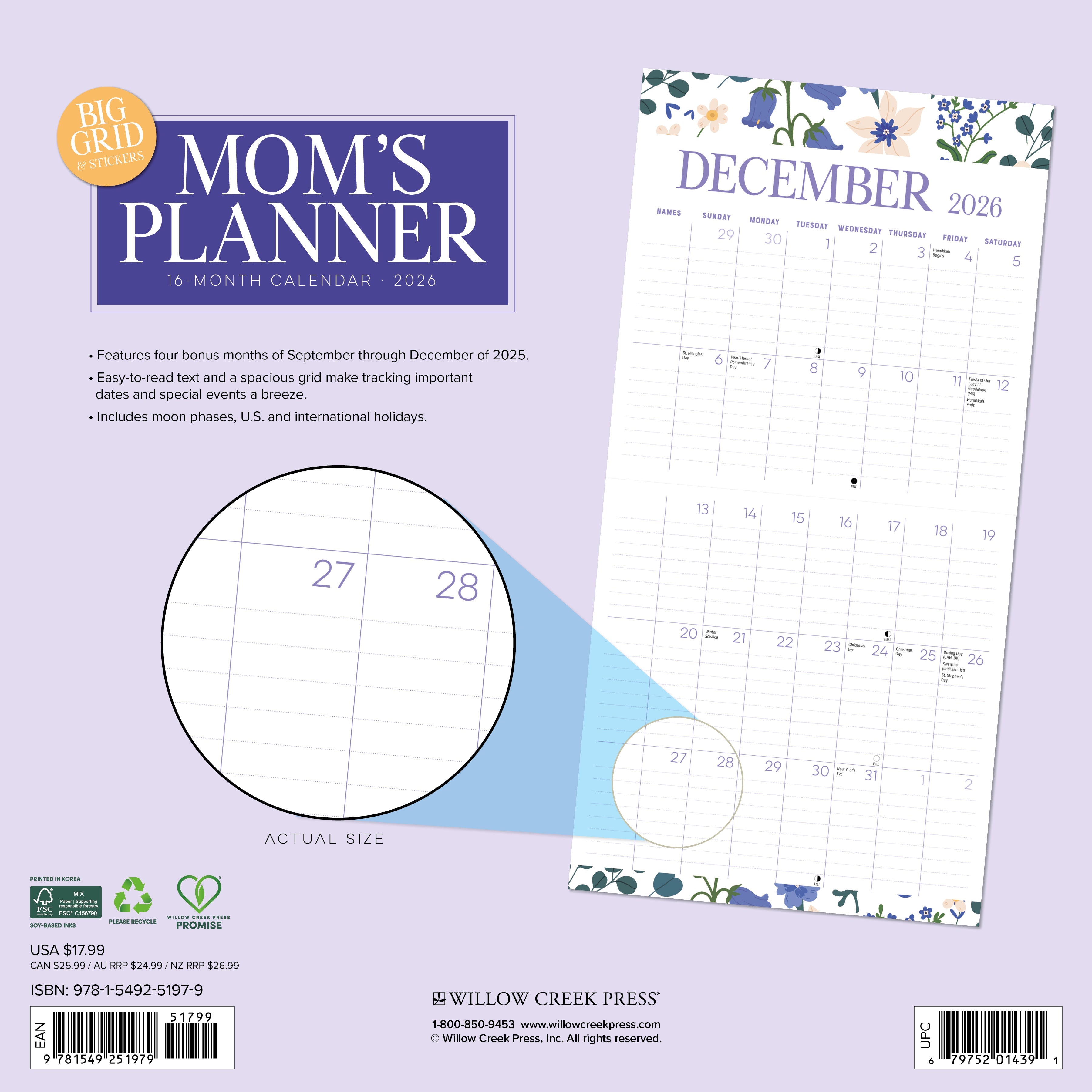 2026 Mom's Planner Calendar - Square Wall Calendar