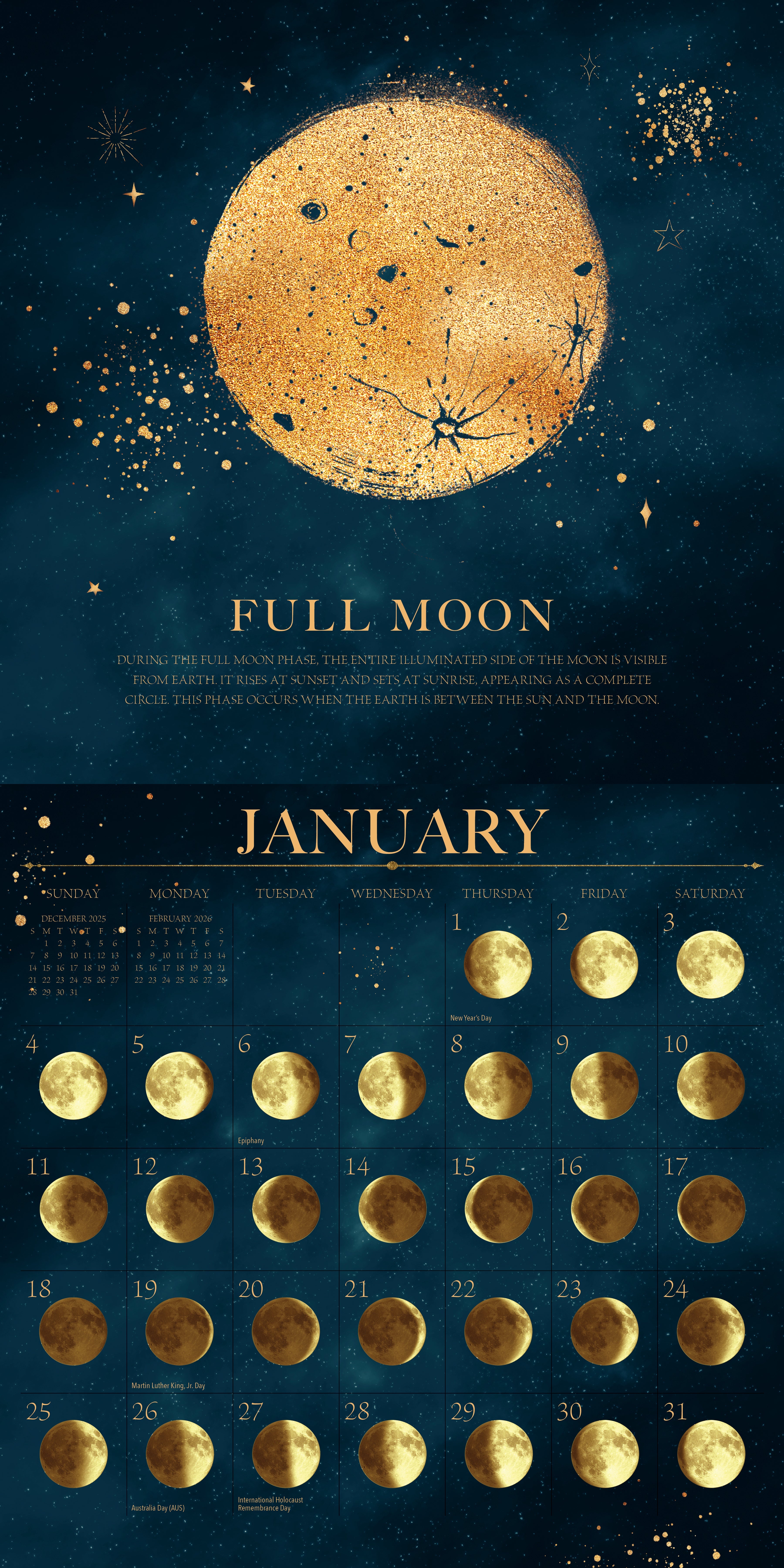 2026 Moon Magic - Square Wall Calendar