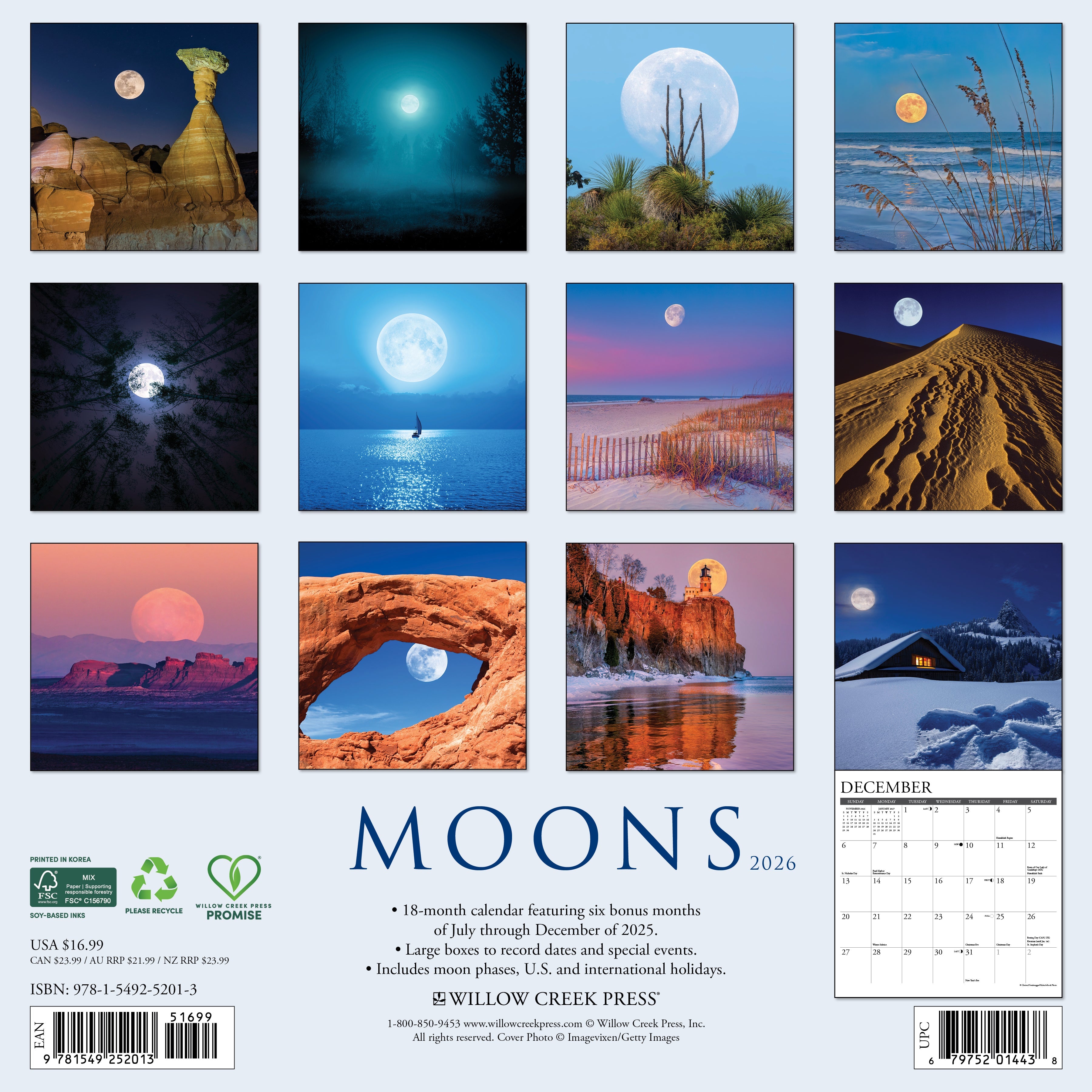 2026 Moons - Square Wall Calendar
