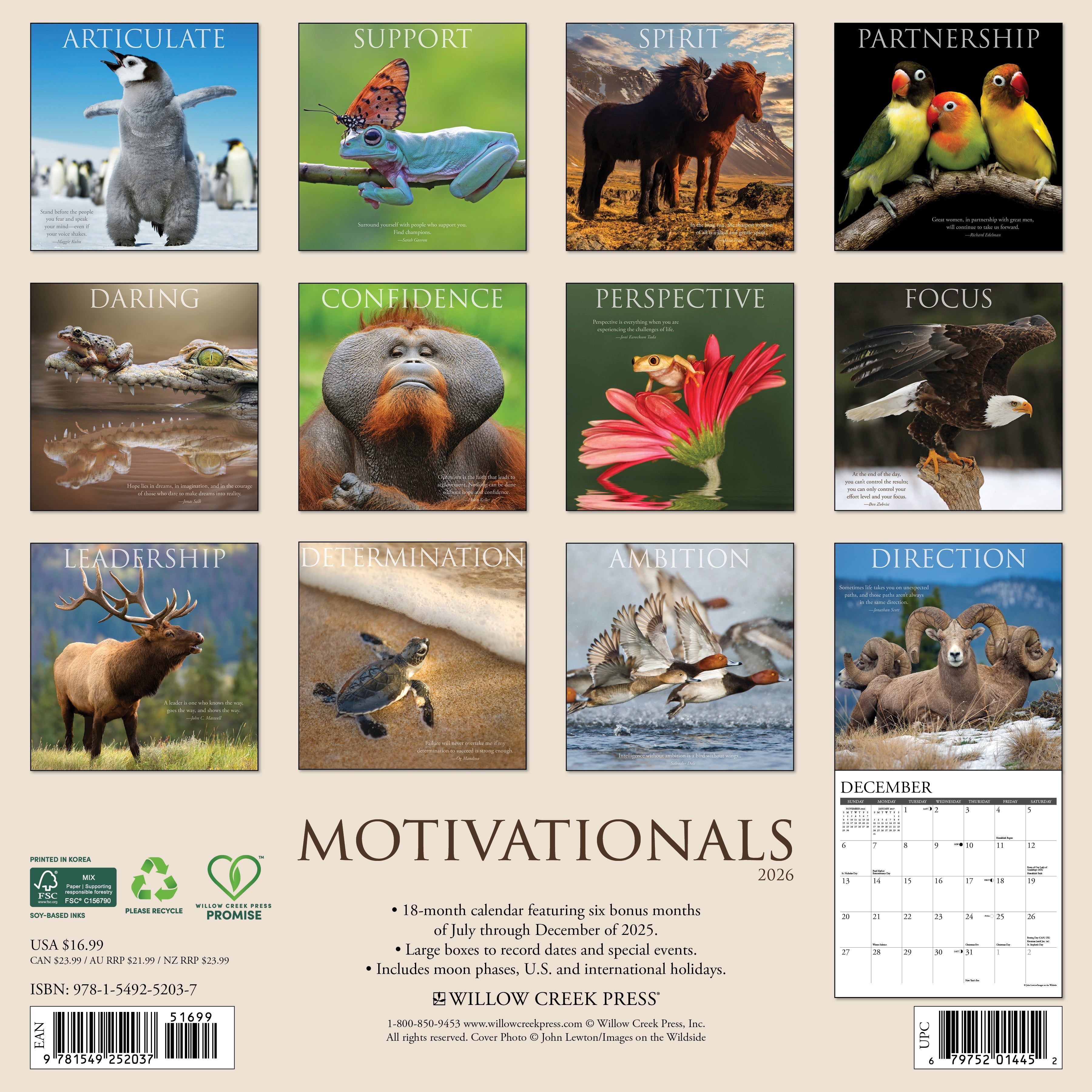 2026 Motivationals - Square Wall Calendar