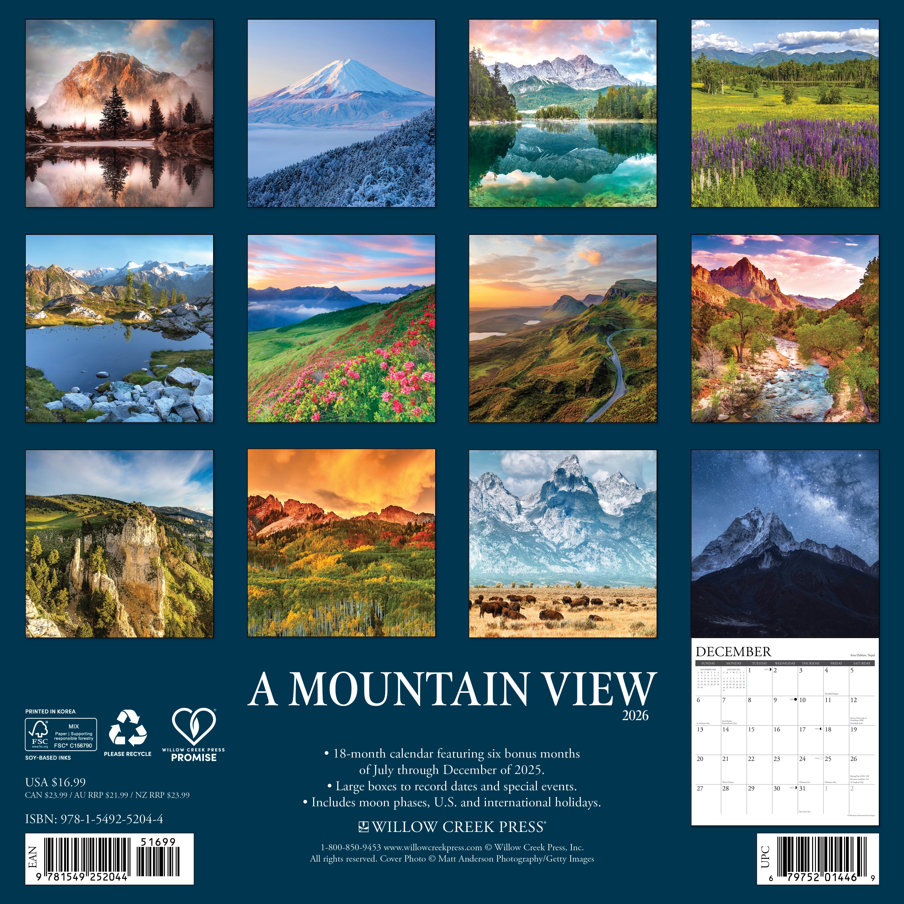 2026 Mountain View - Square Wall Calendar
