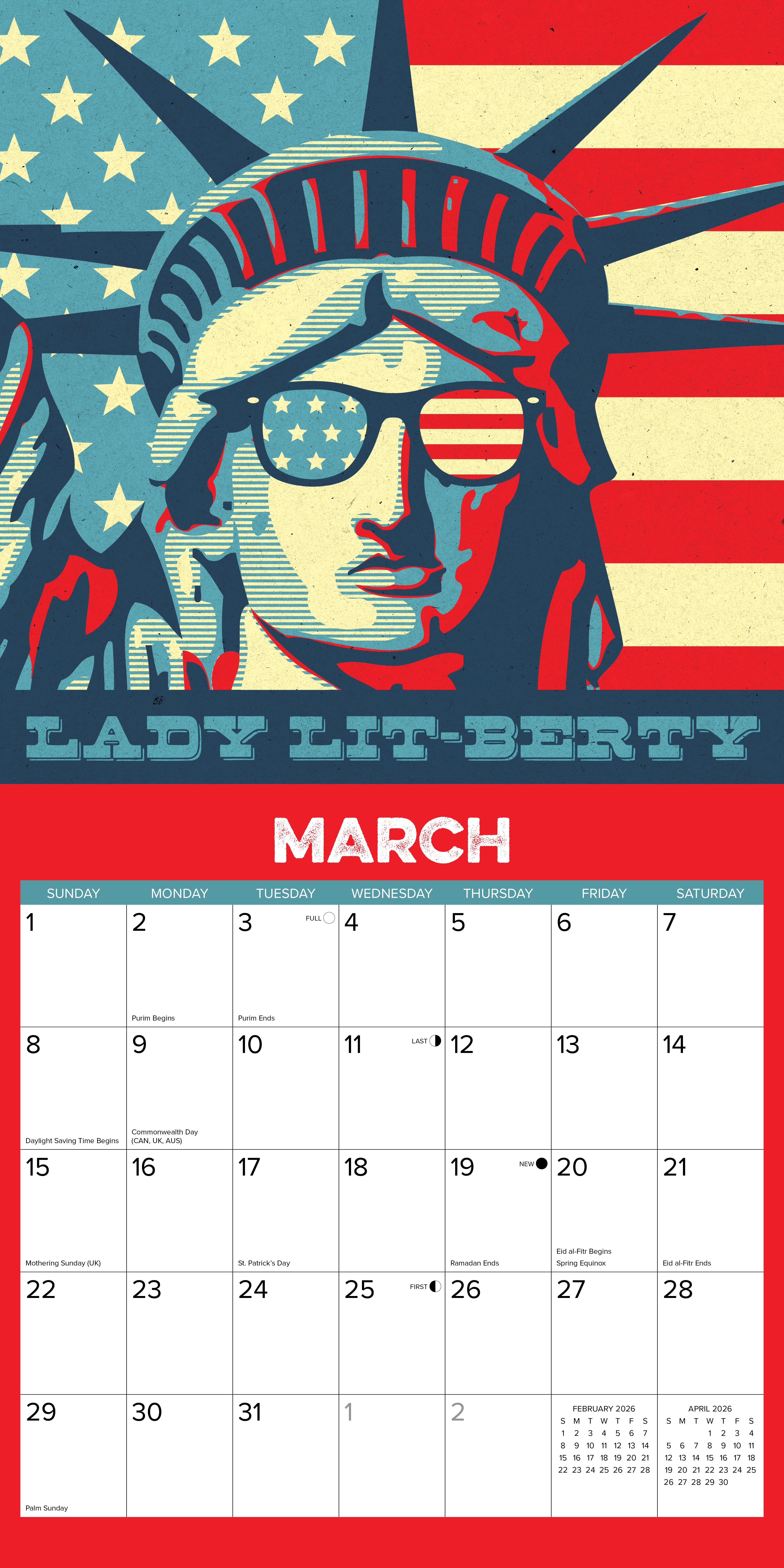 2026 My Favorite Color is 'Merica - Square Wall Calendar
