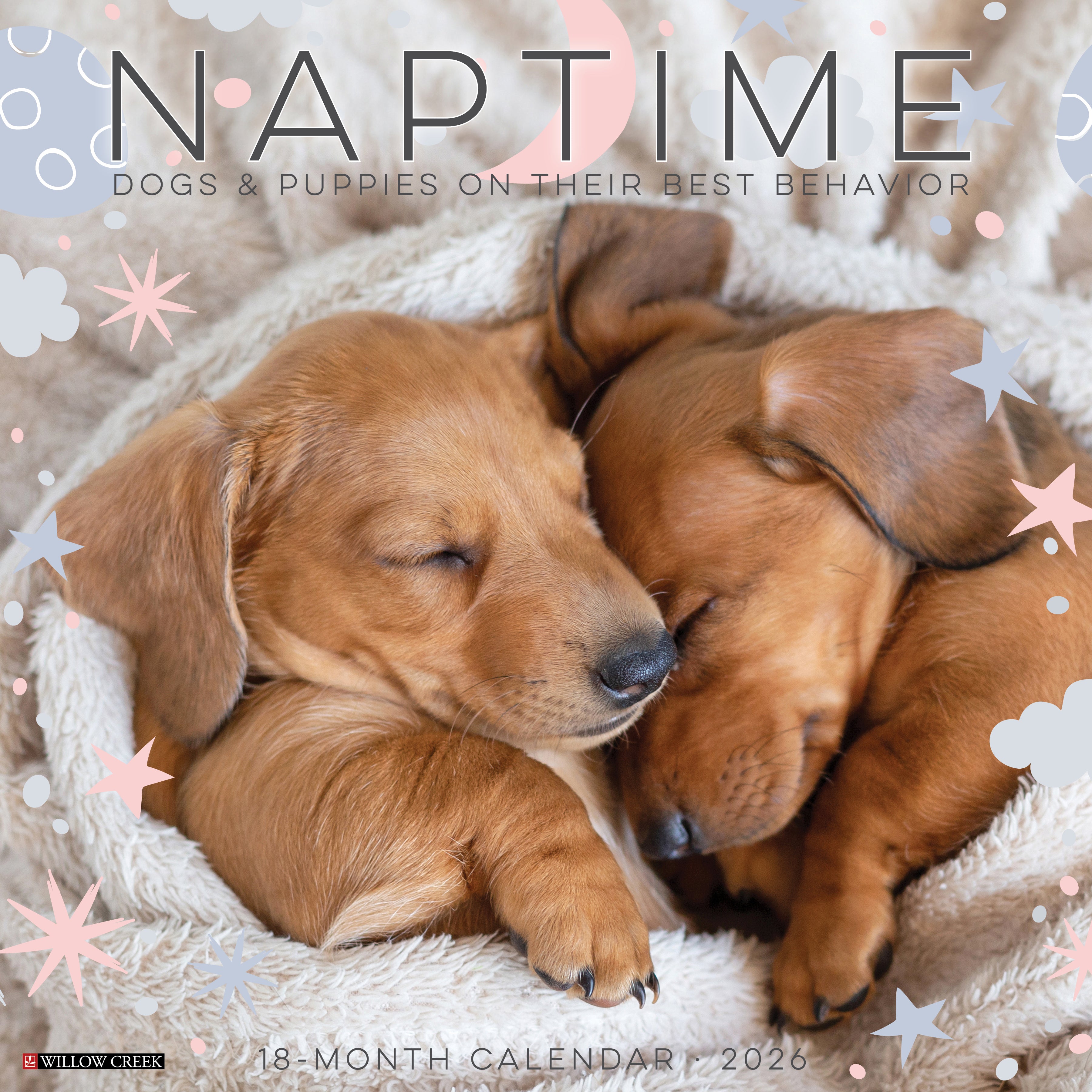 2026 Naptime: Dogs & Puppies on their Best Behavior - Square Wall Calendar