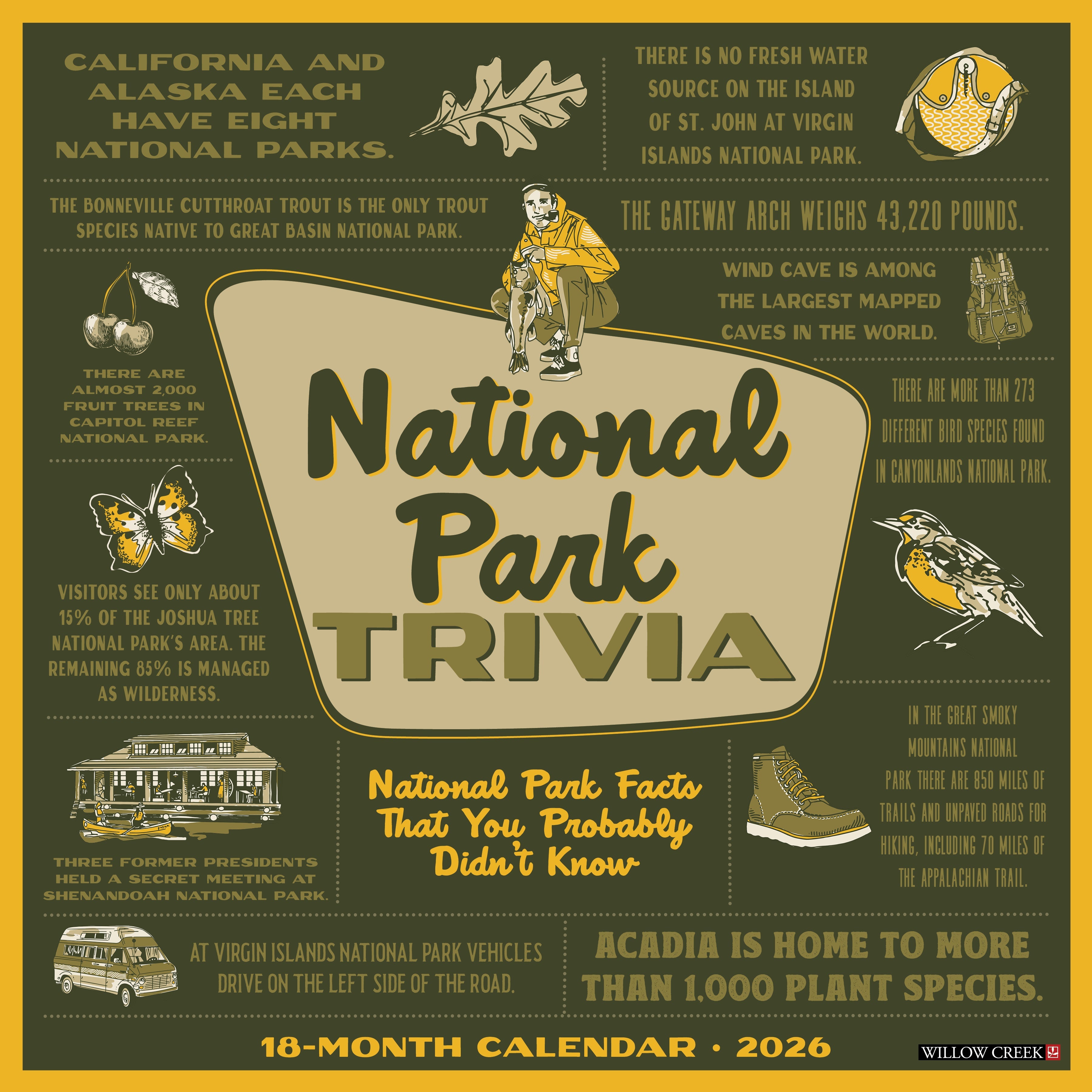 2026 National Park Trivia - Square Wall Calendar