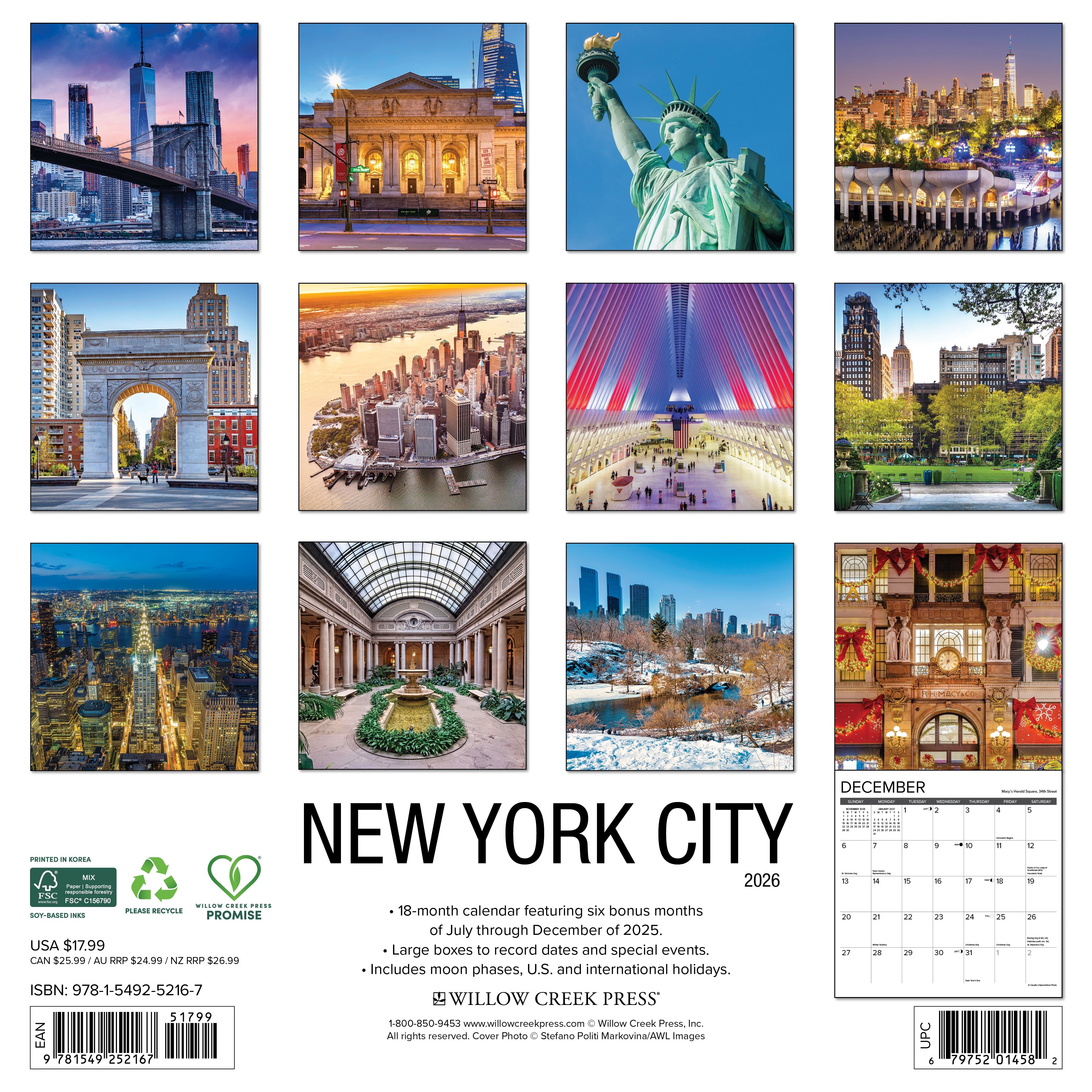 2026 New York City - Square Wall Calendar