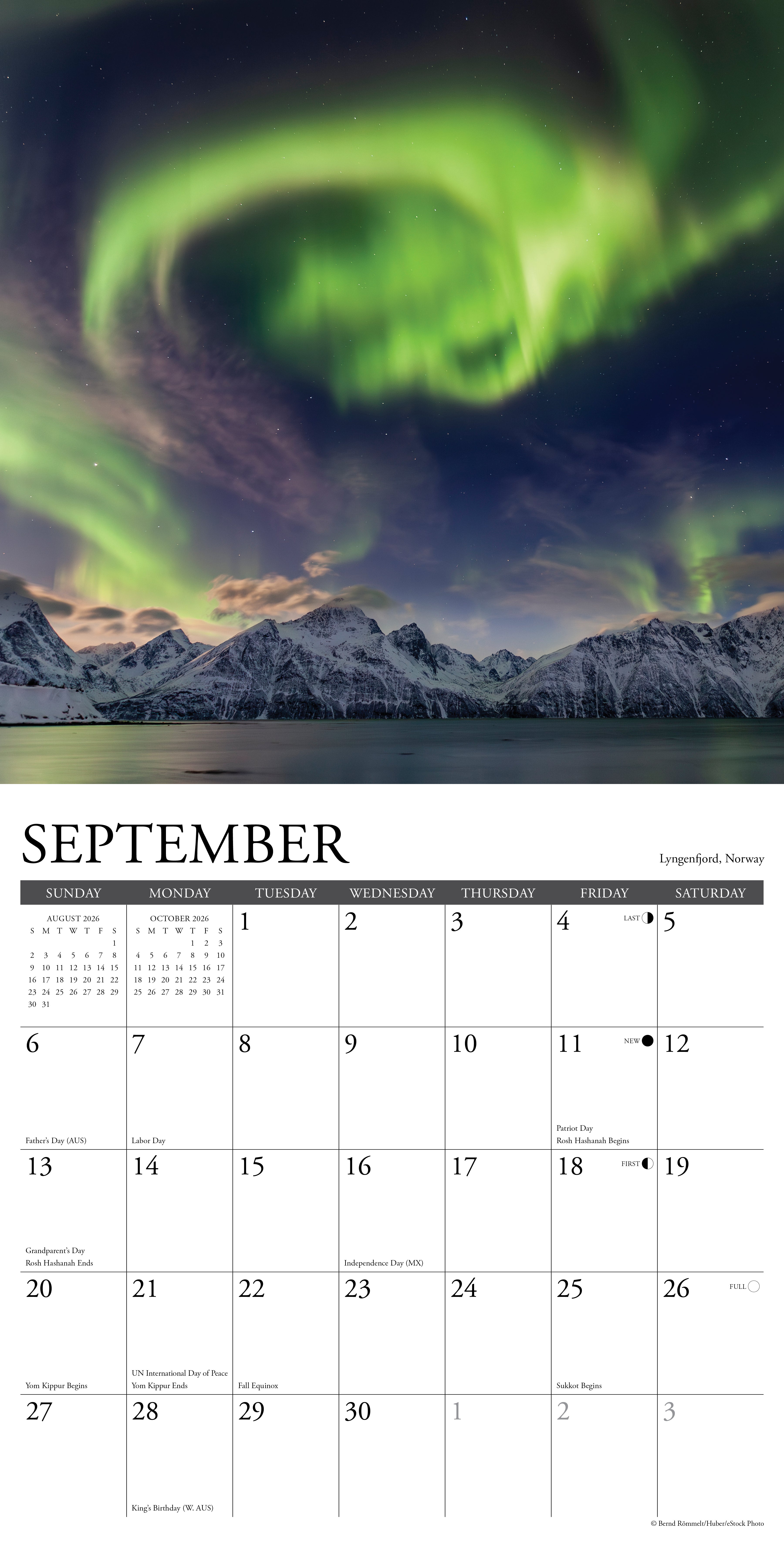 2026 Northern Lights - Square Wall Calendar