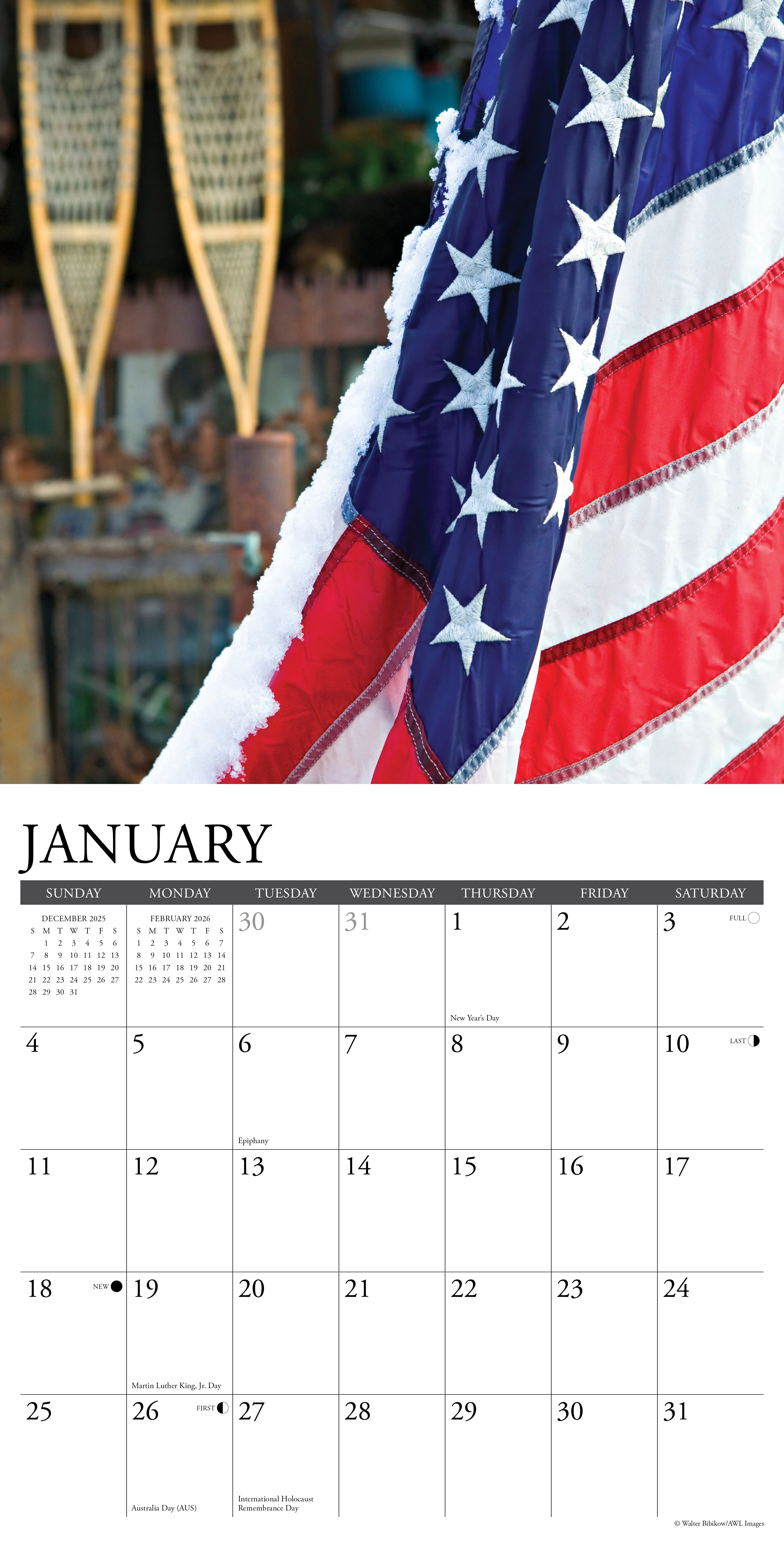 2026 Old Glory - Square Wall Calendar