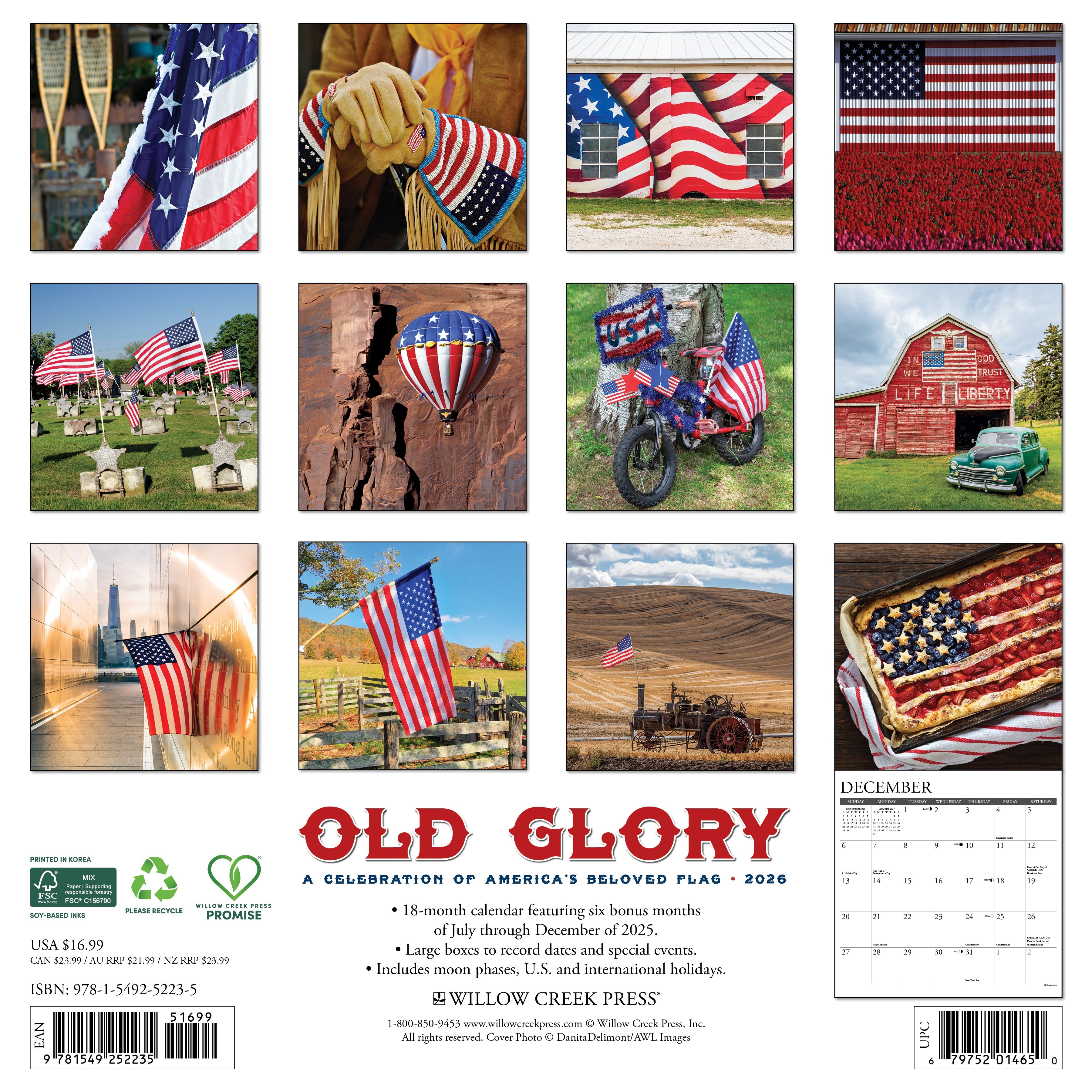 2026 Old Glory - Square Wall Calendar