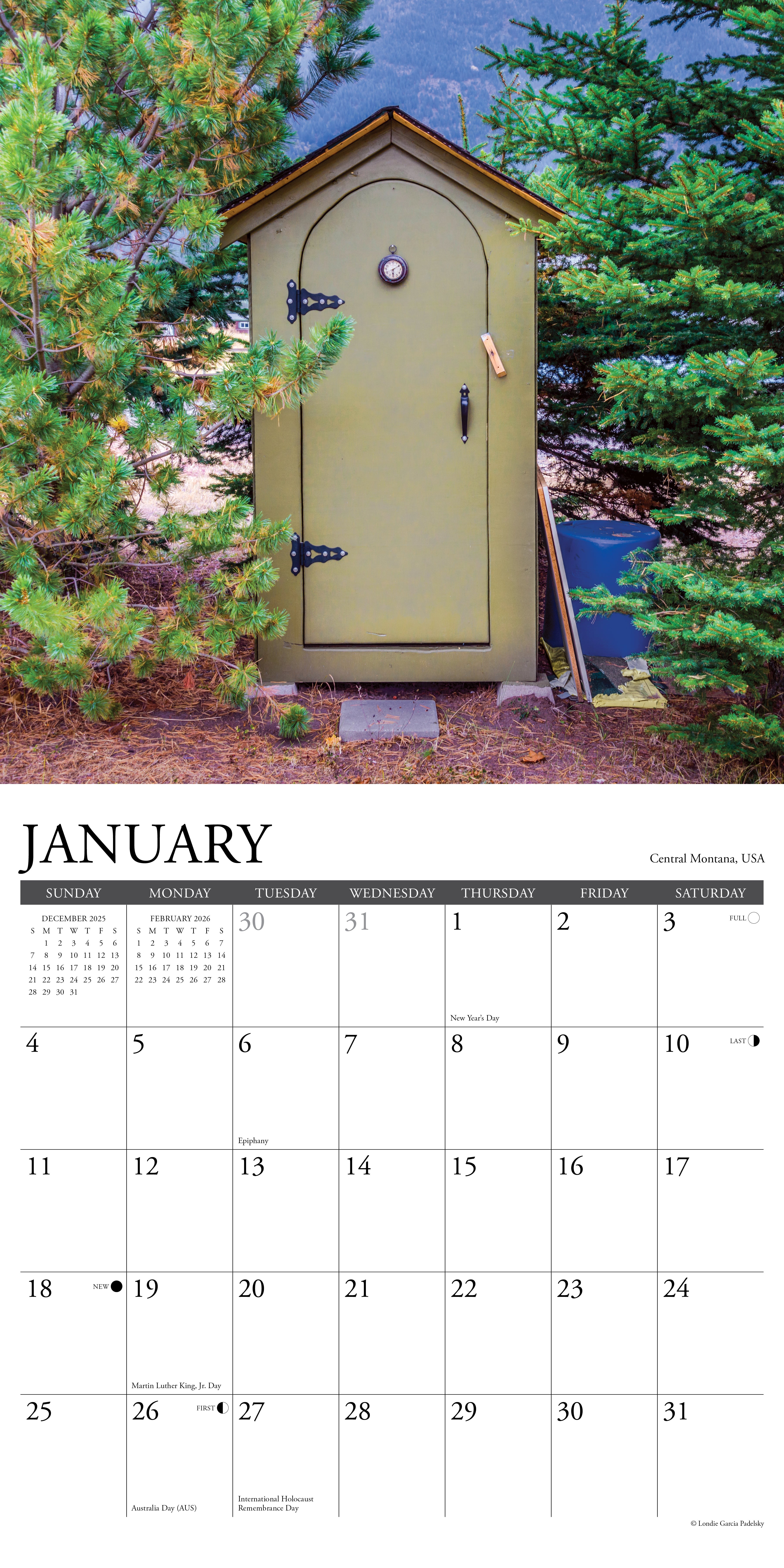 2026 Outhouses - Square Wall Calendar