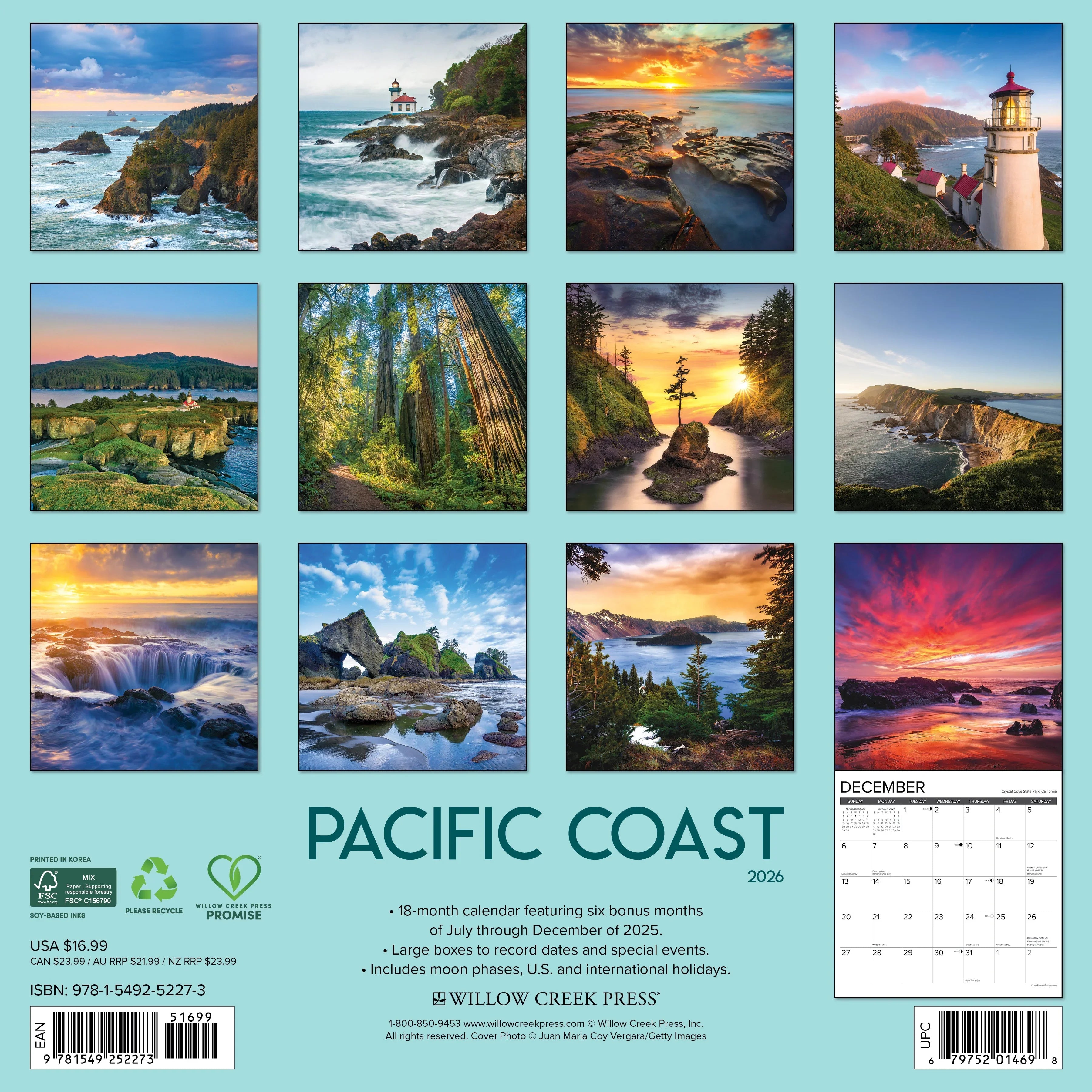 2026 Pacific Coast - Square Wall Calendar