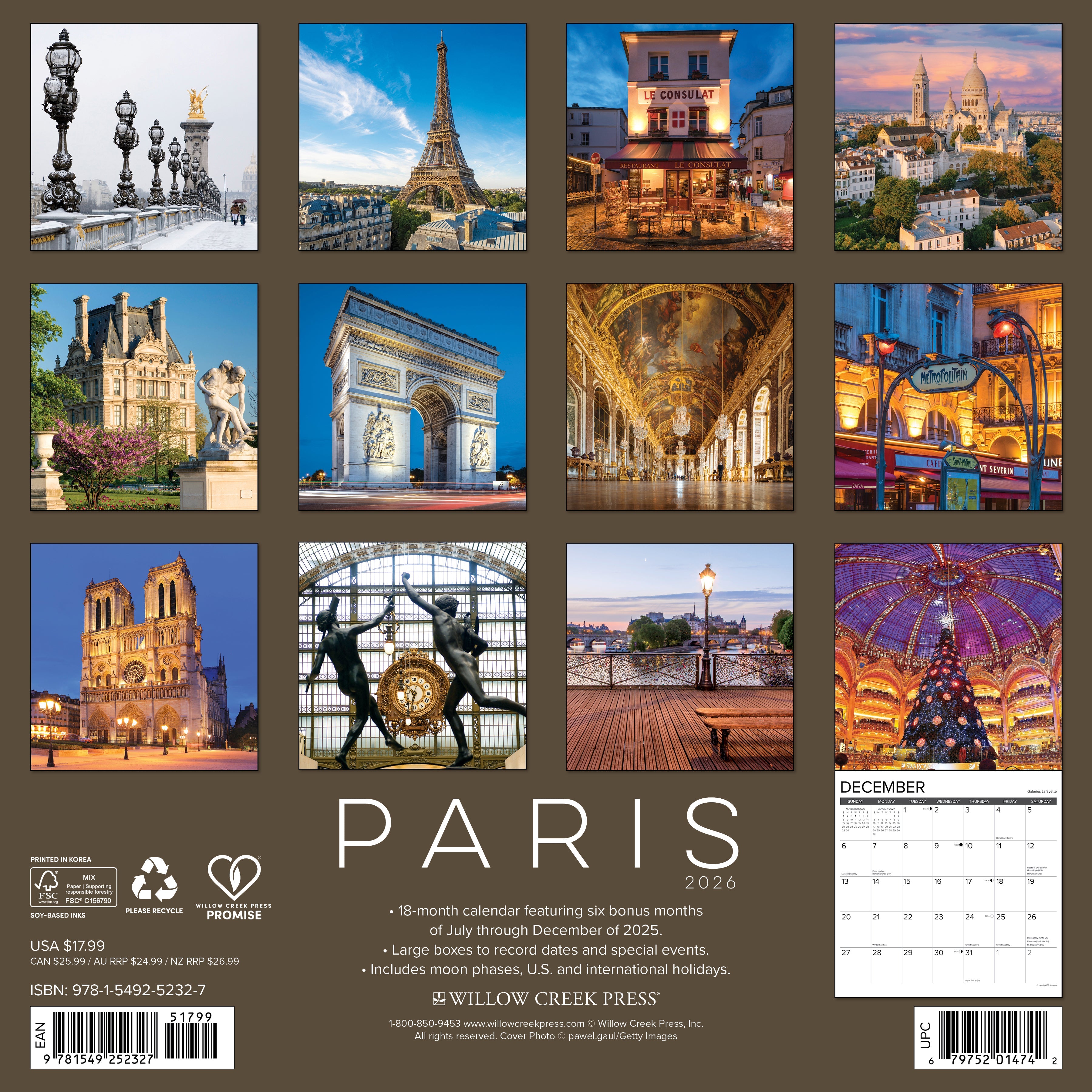 2026 Paris - Square Wall Calendar