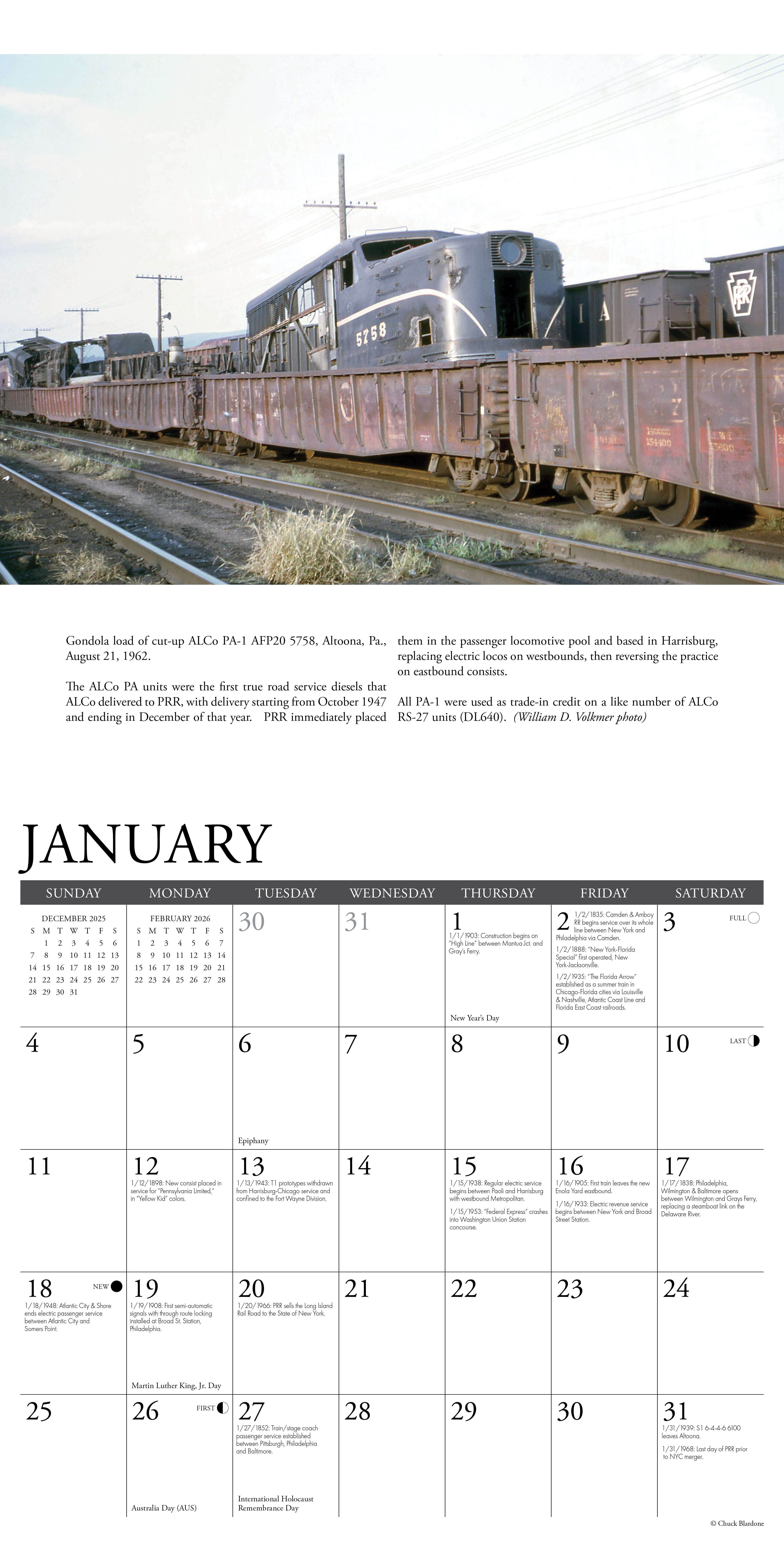 2026 Pennsylvania Railroad - Square Wall Calendar