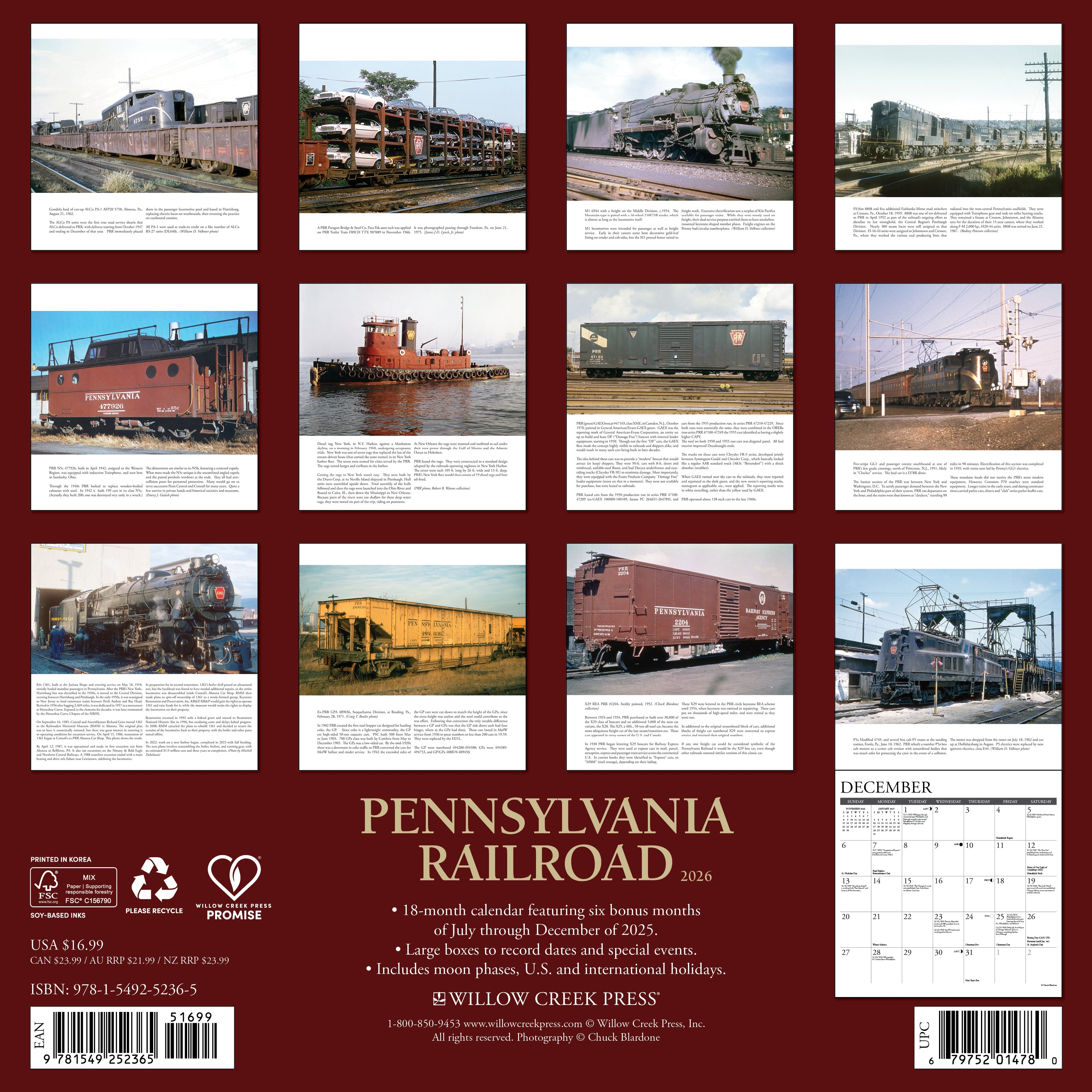2026 Pennsylvania Railroad - Square Wall Calendar