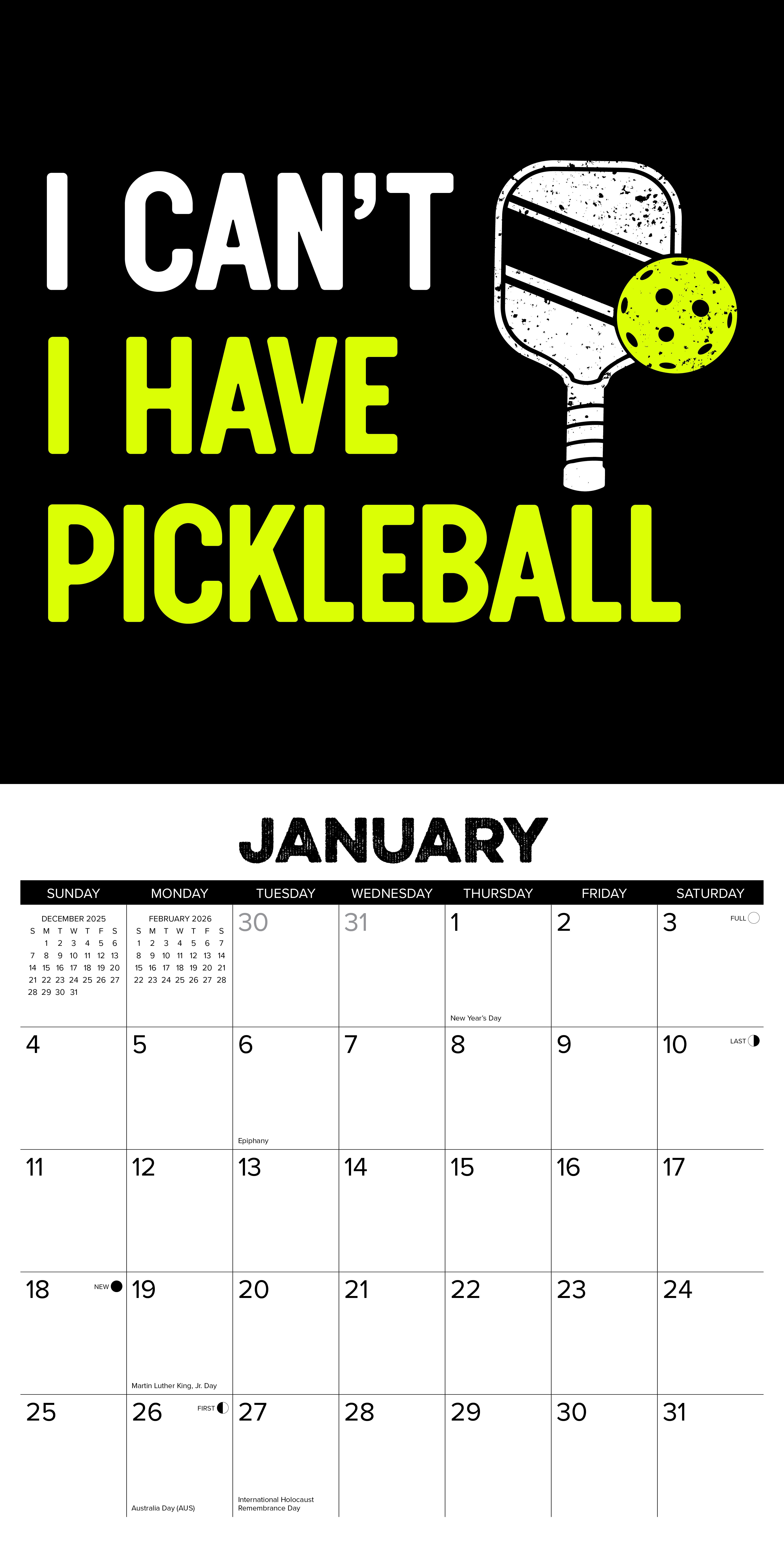 2026 Pickleball - Square Wall Calendar