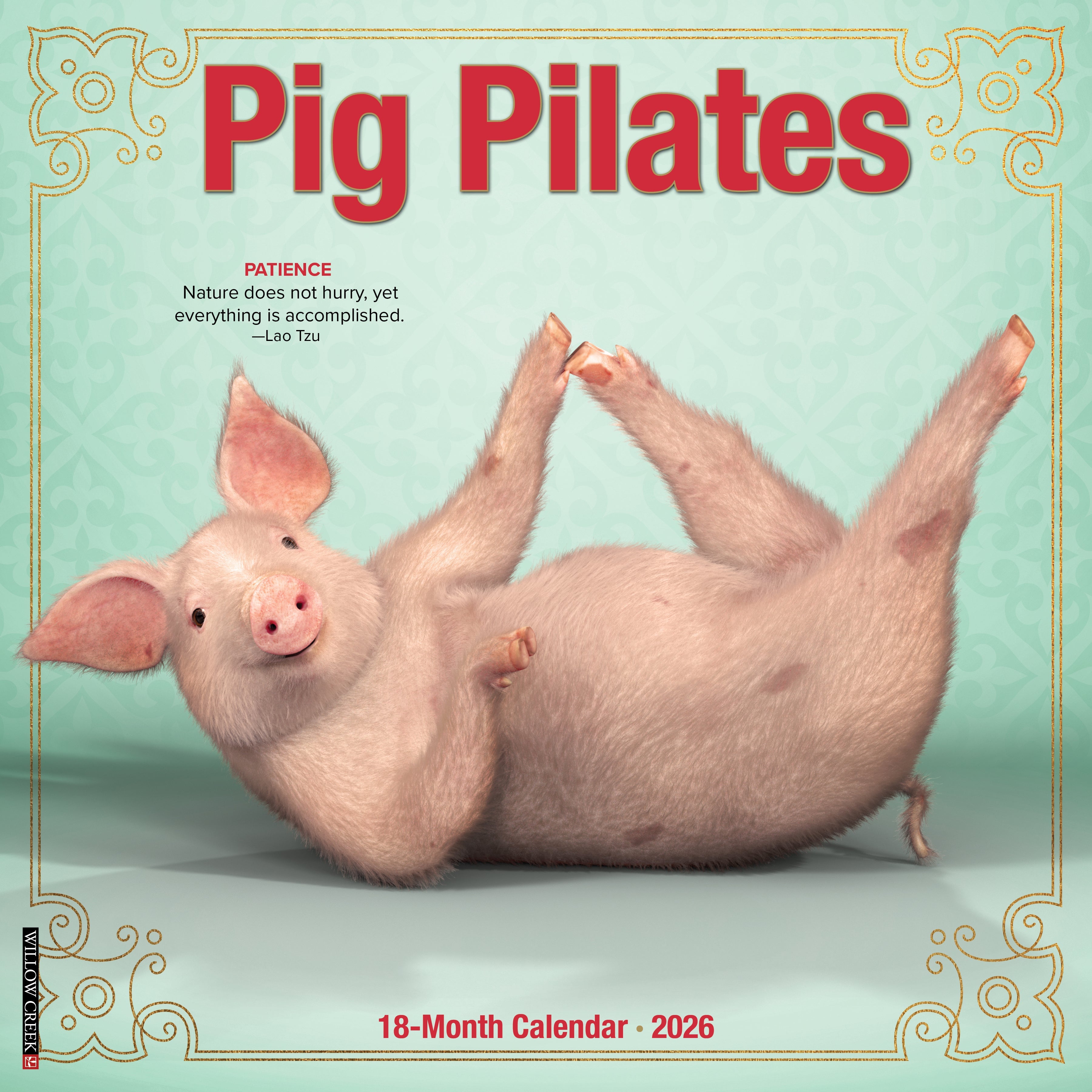 2026 Pig Pilates - Square Wall Calendar