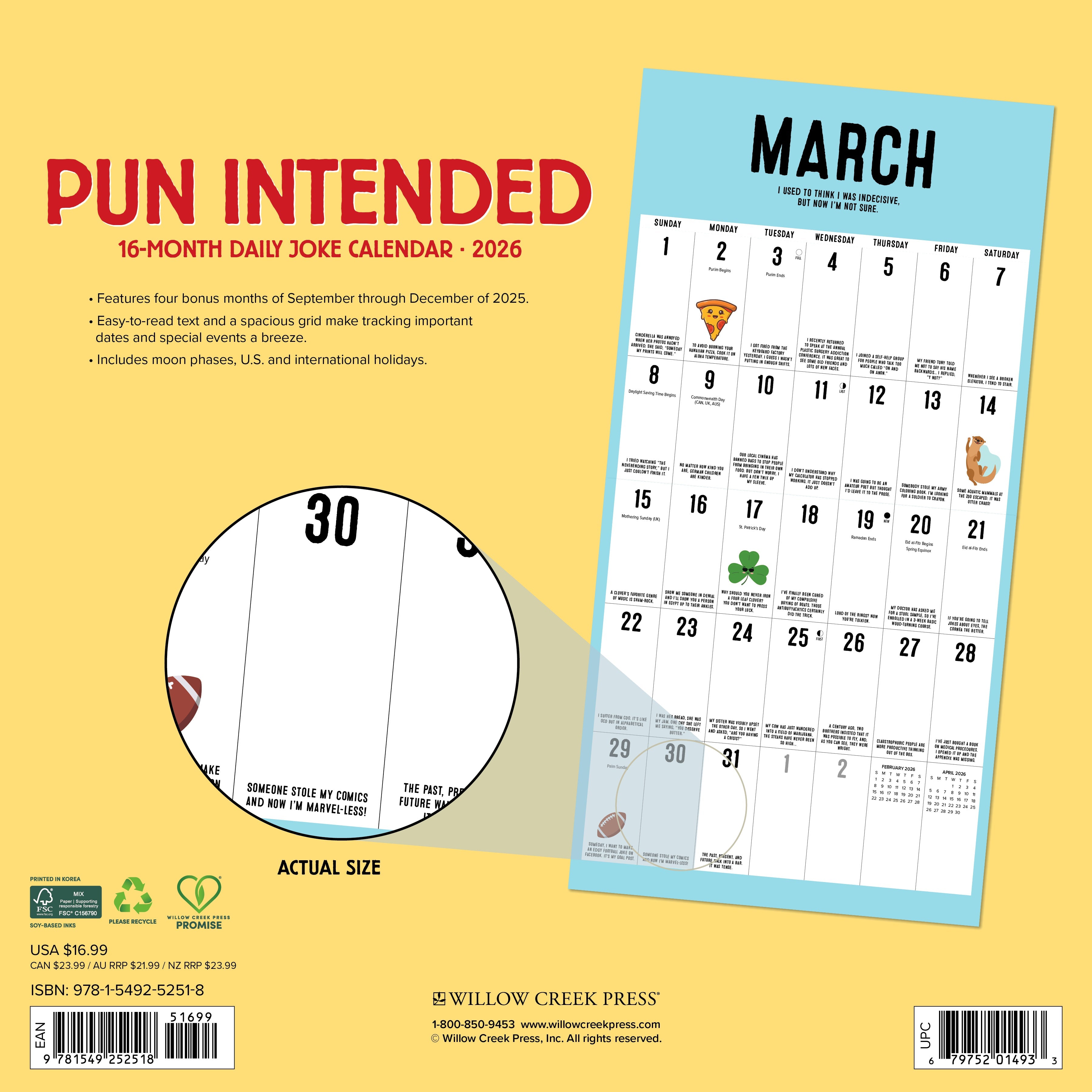 2026 Pun Intended - Square Wall Calendar