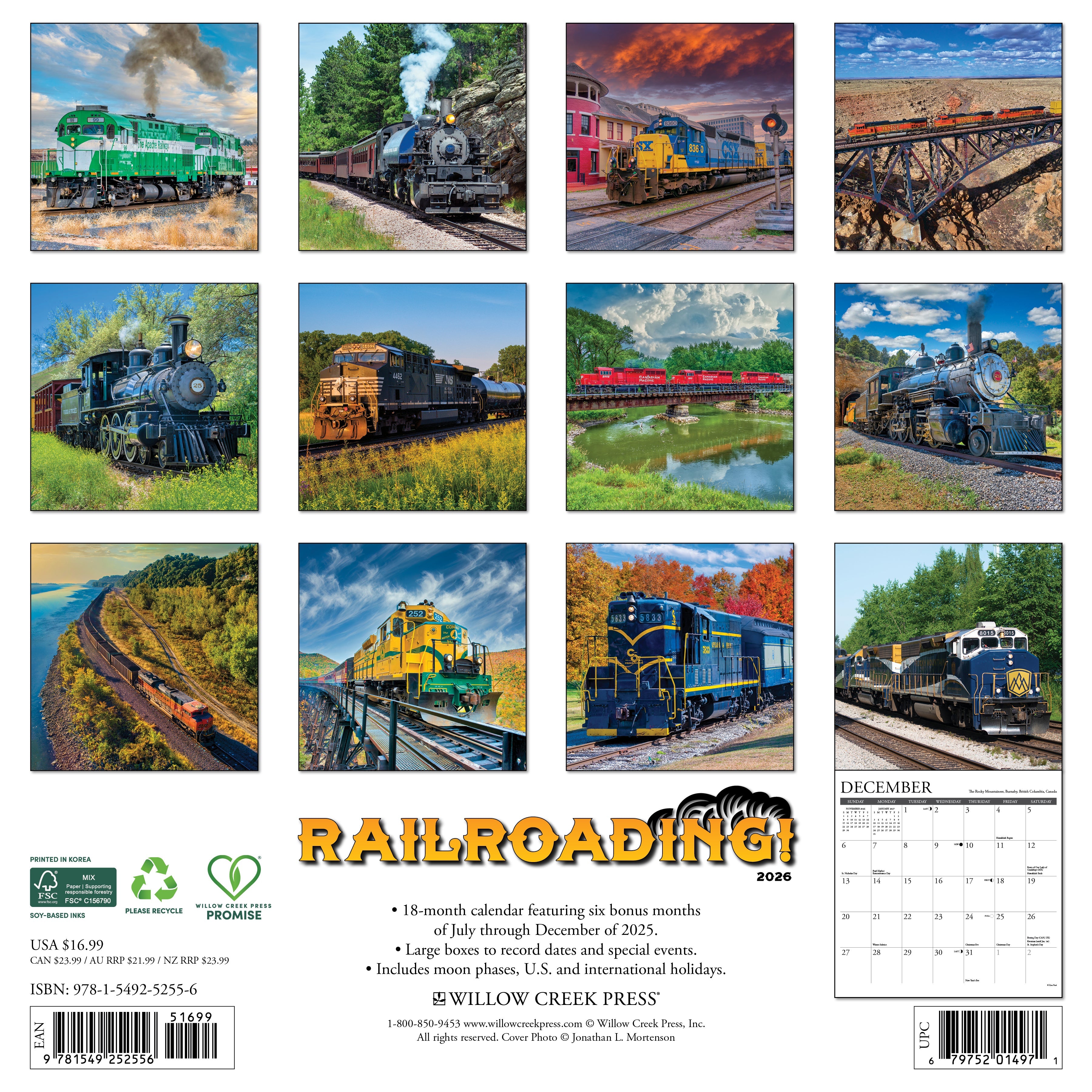 2026 Railroading - Square Wall Calendar