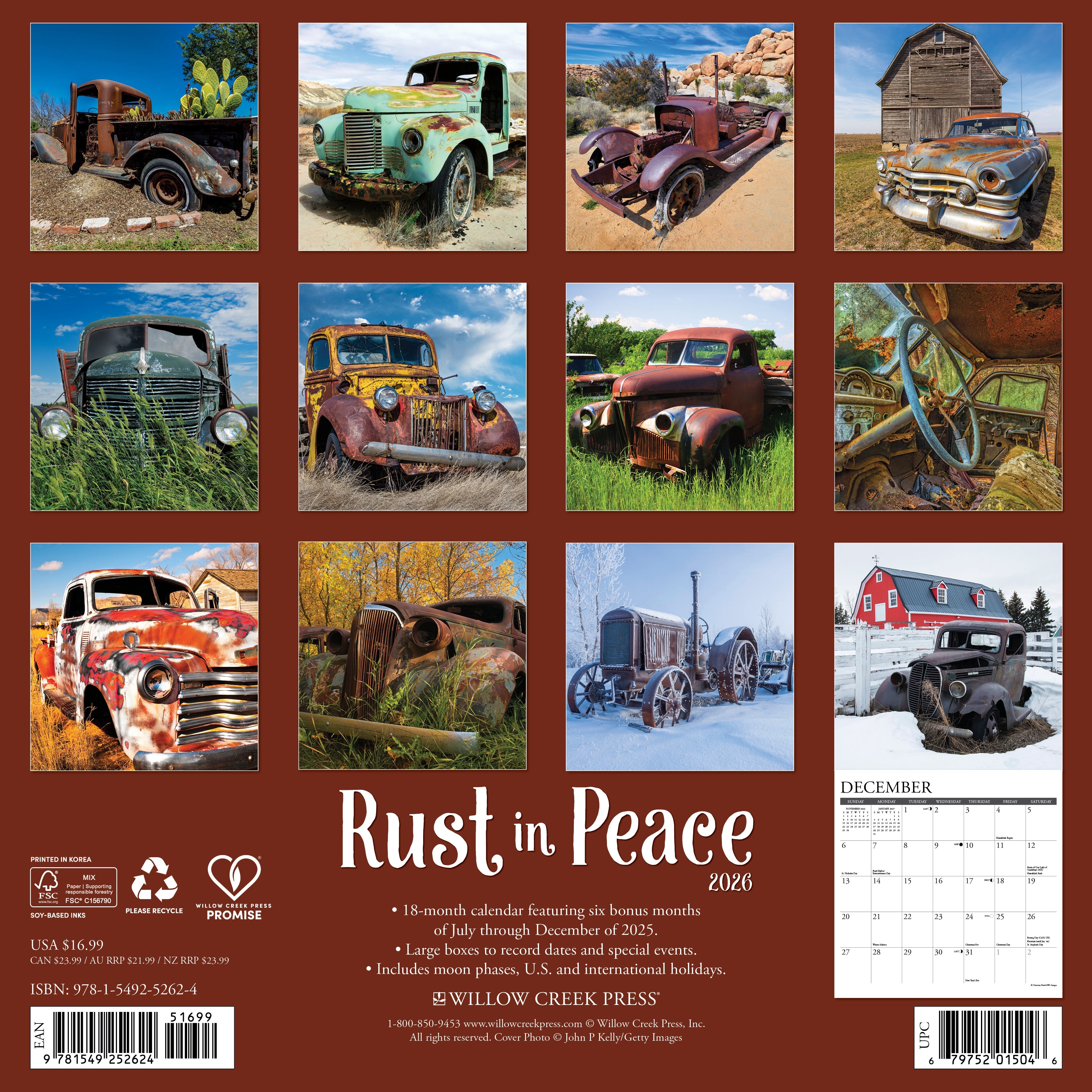 2026 Rust in Peace - Square Wall Calendar