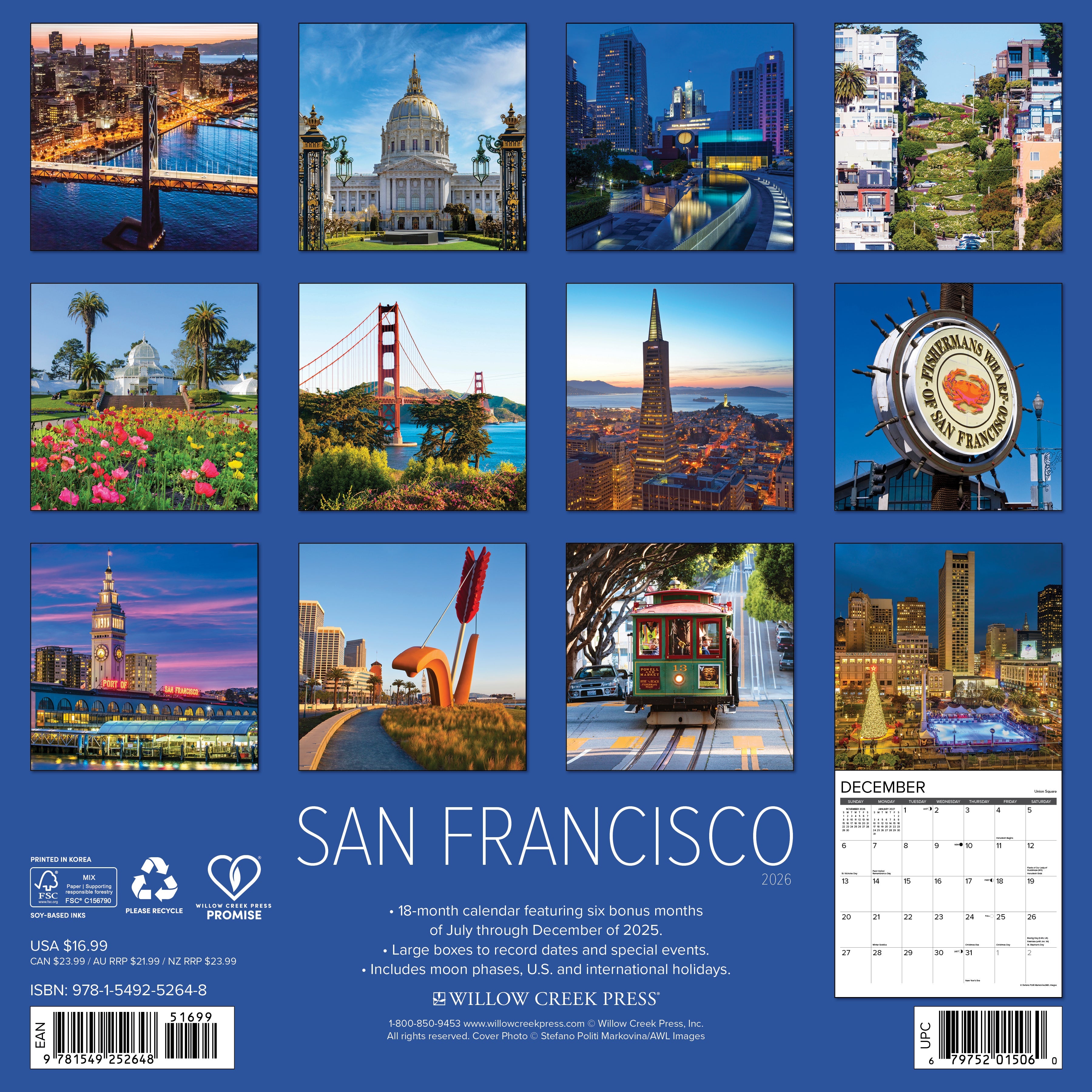 2026 San Francisco - Square Wall Calendar