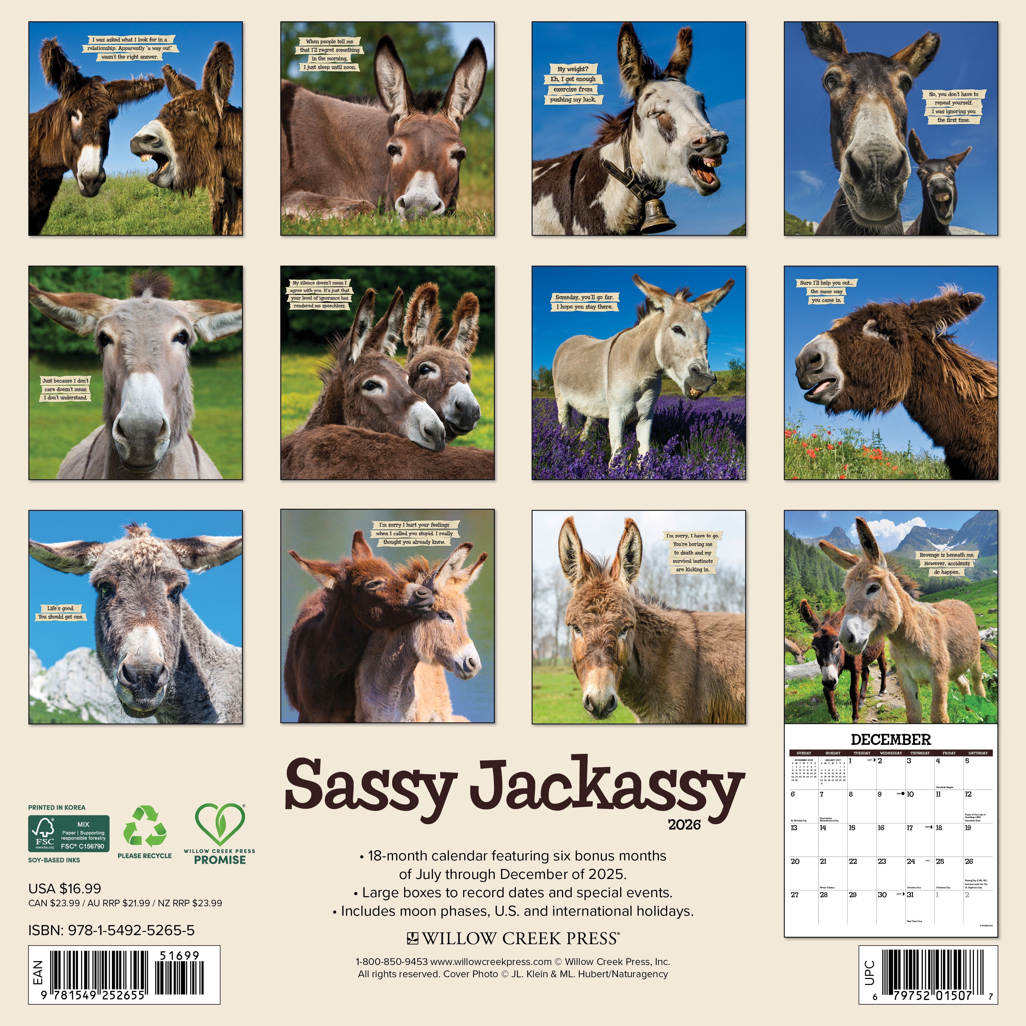 2026 Sassy Jackassy - Square Wall Calendar
