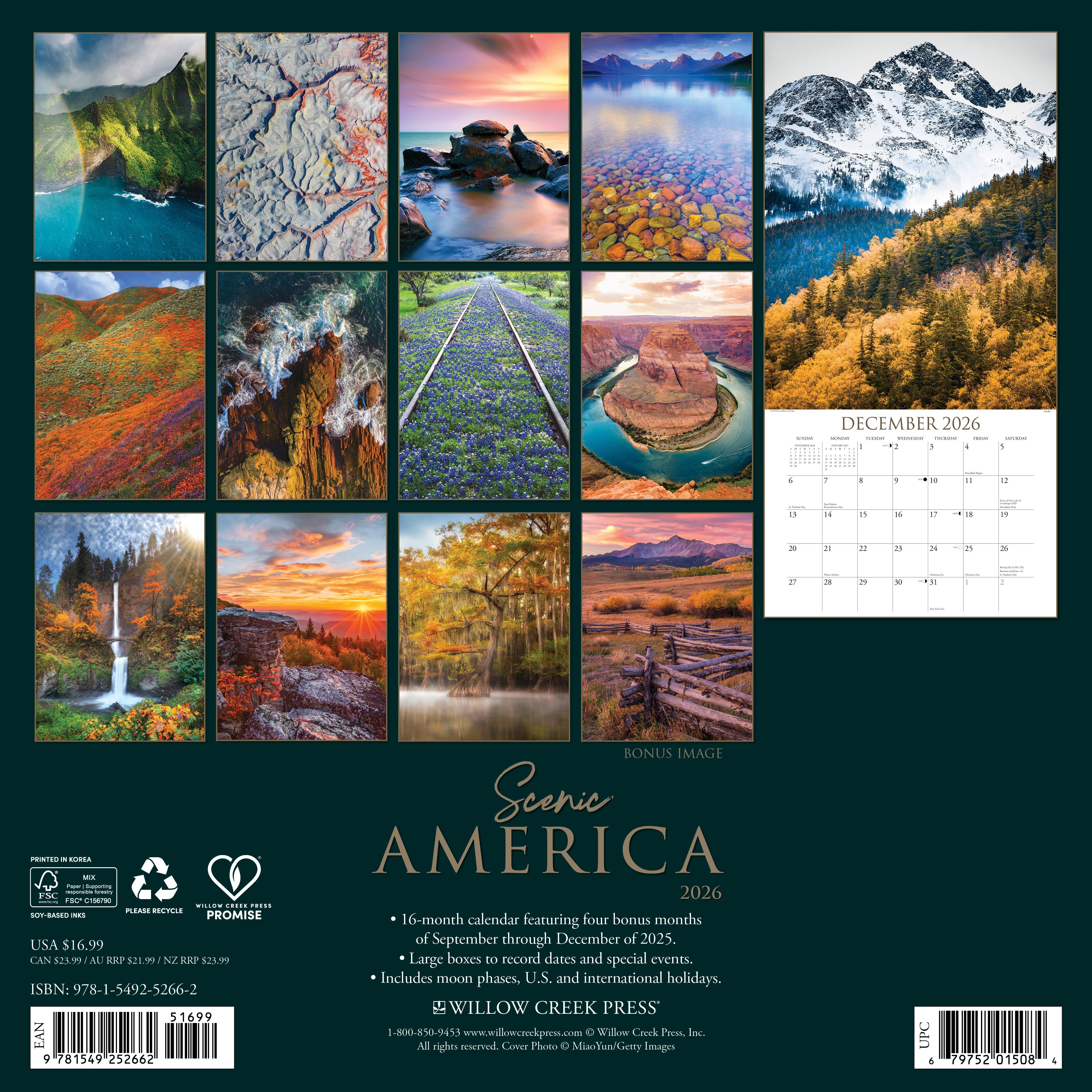 2026 Scenic America - Square Wall Calendar