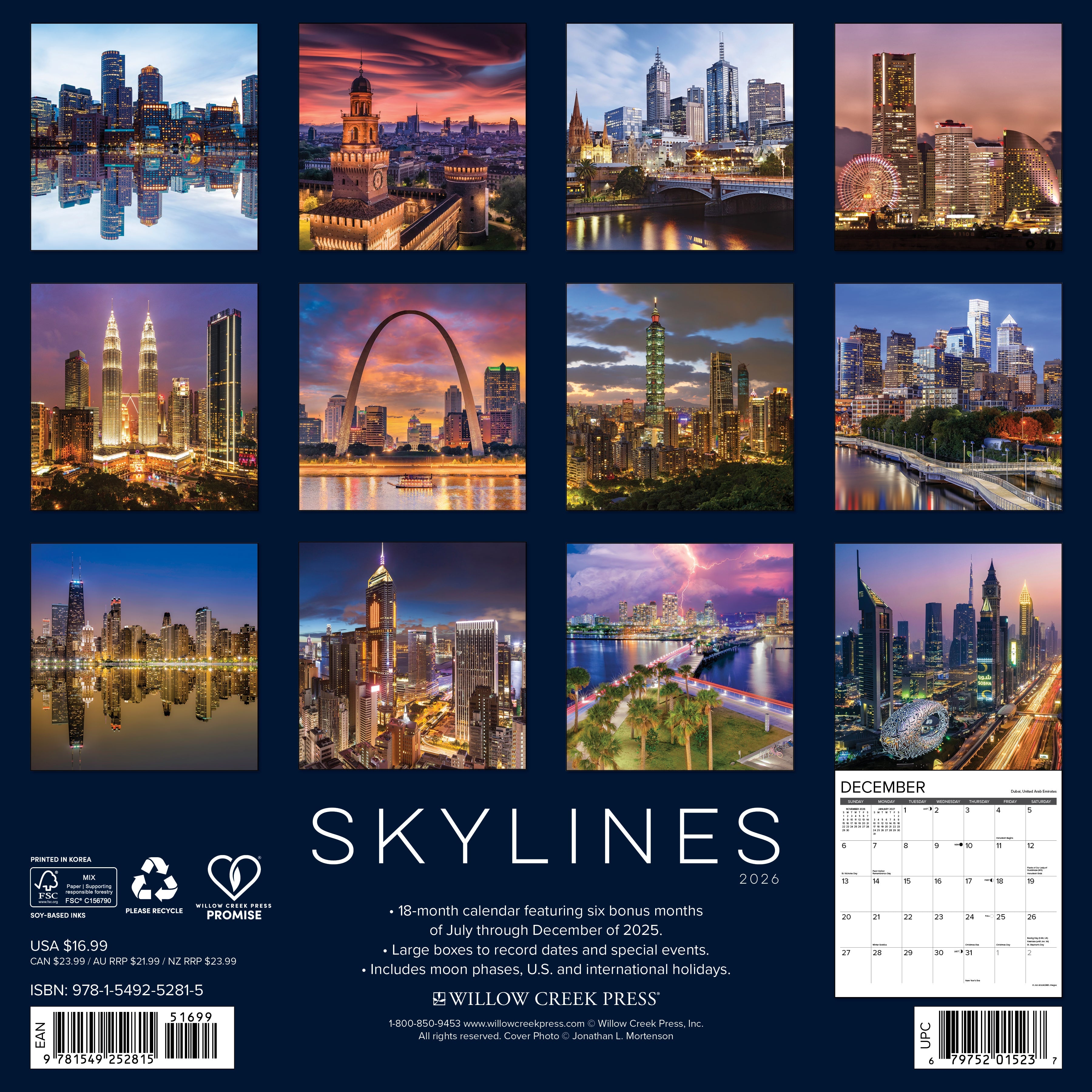 2026 Skylines - Square Wall Calendar