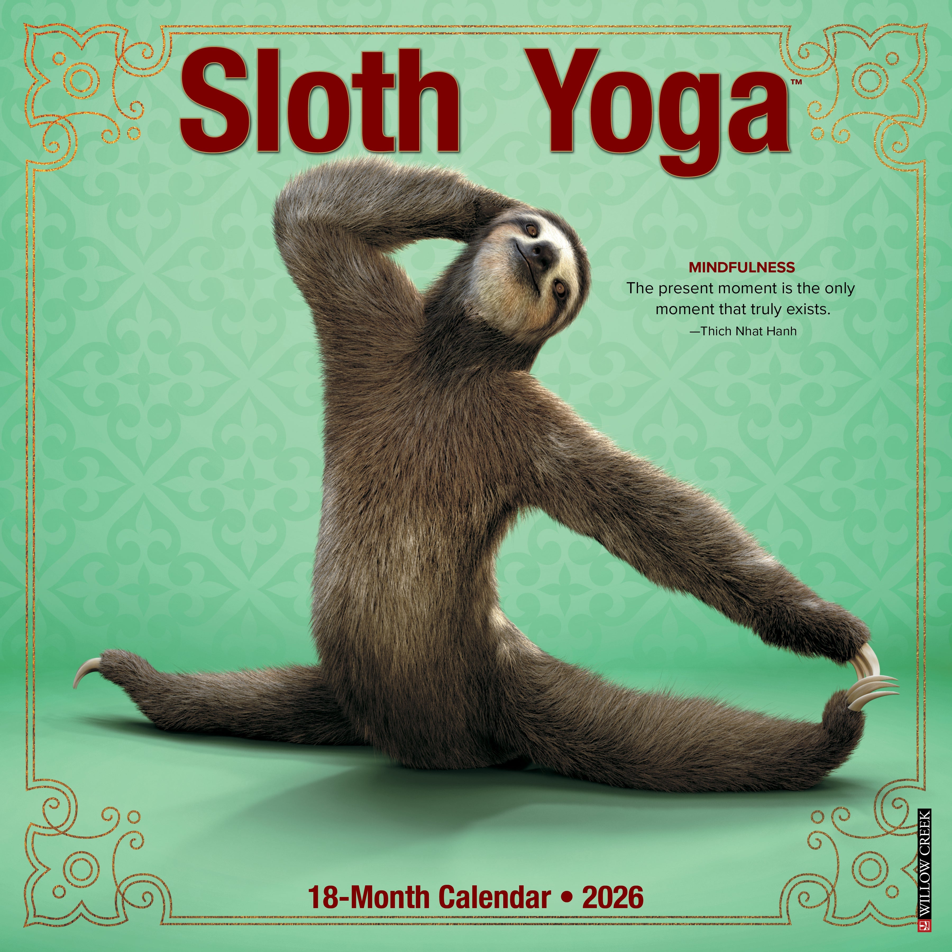 2026 Sloth Yoga - Square Wall Calendar