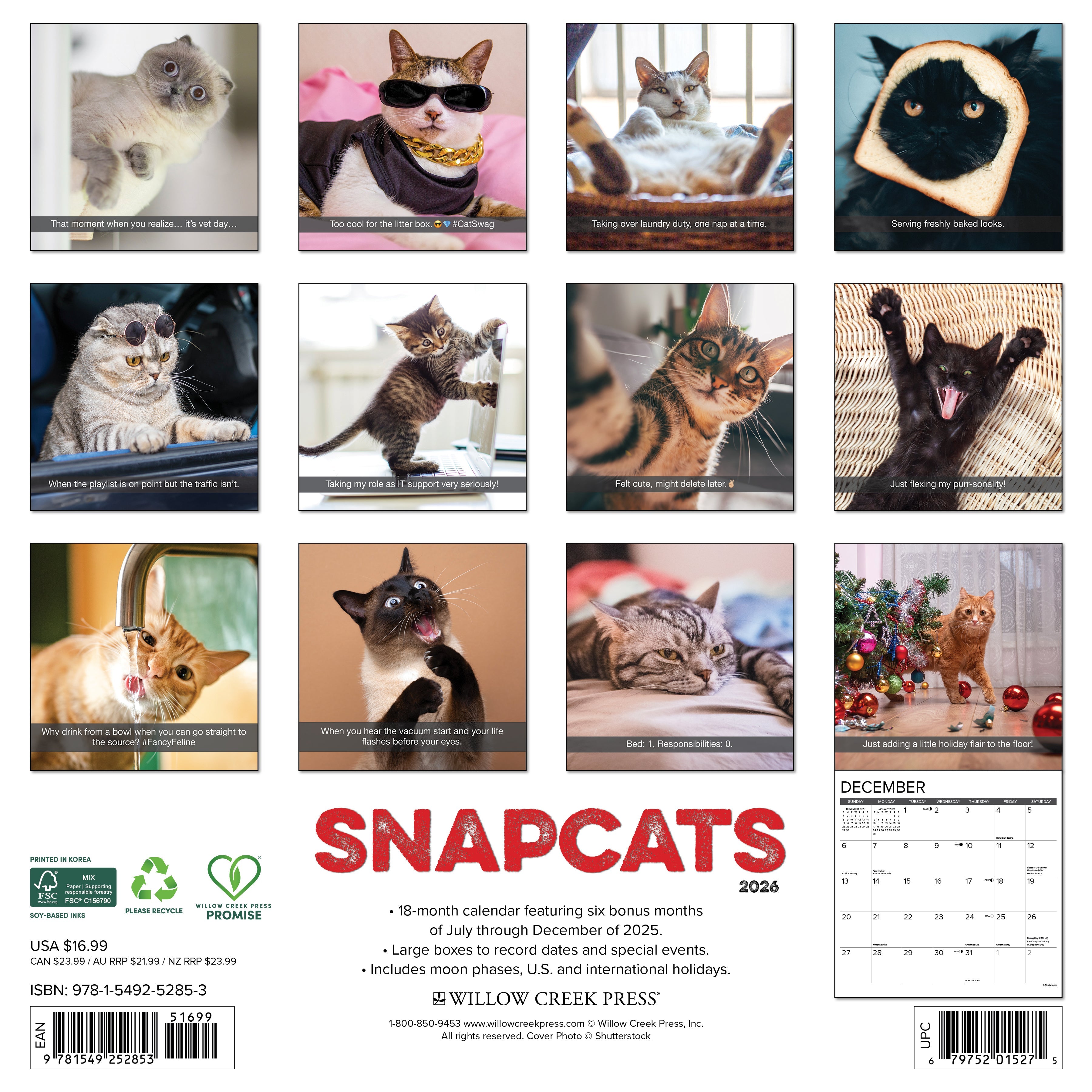 2026 Snapcats - Square Wall Calendar